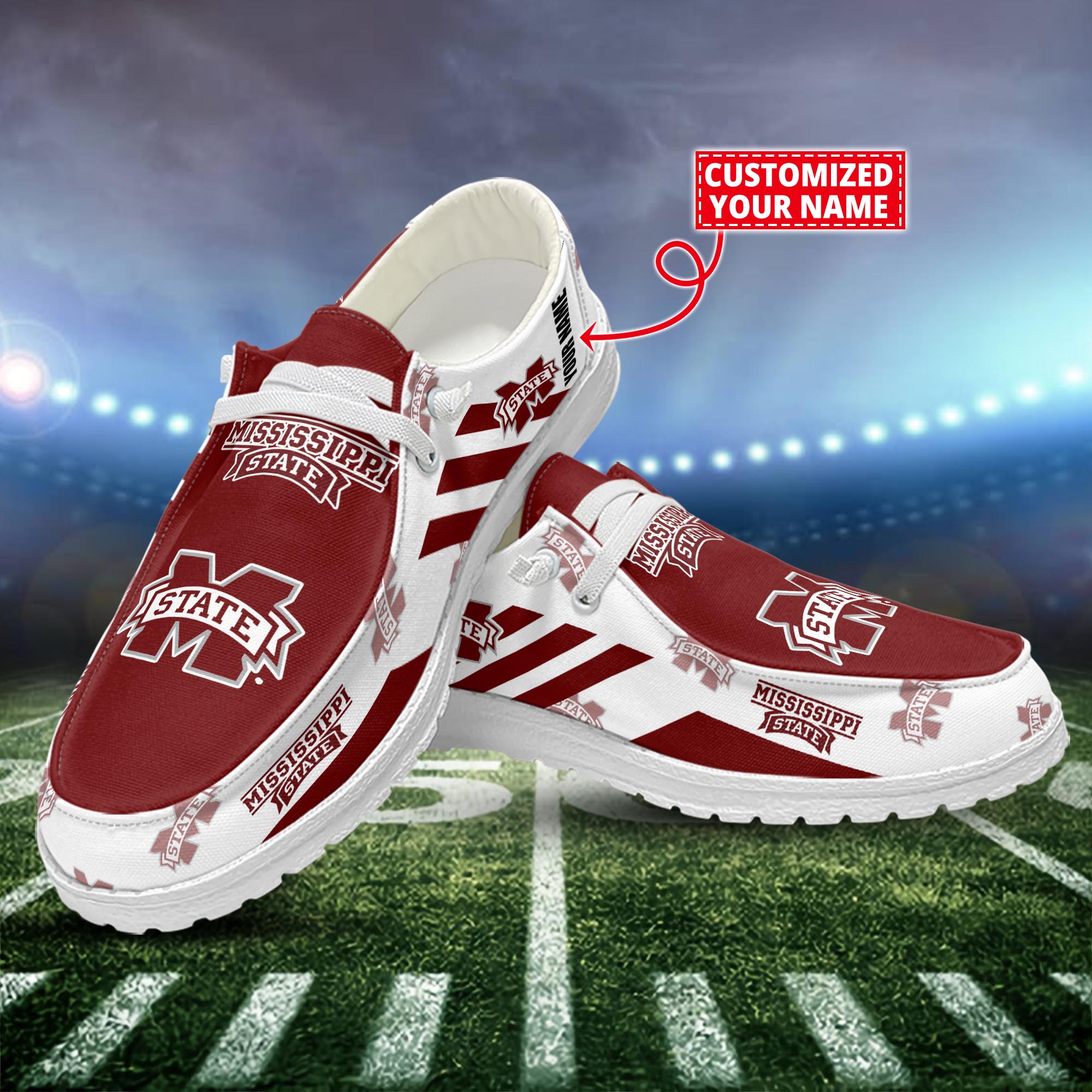 Mississippi State Bulldogs Dude Shoes Custom Name  New Arrivals H52556