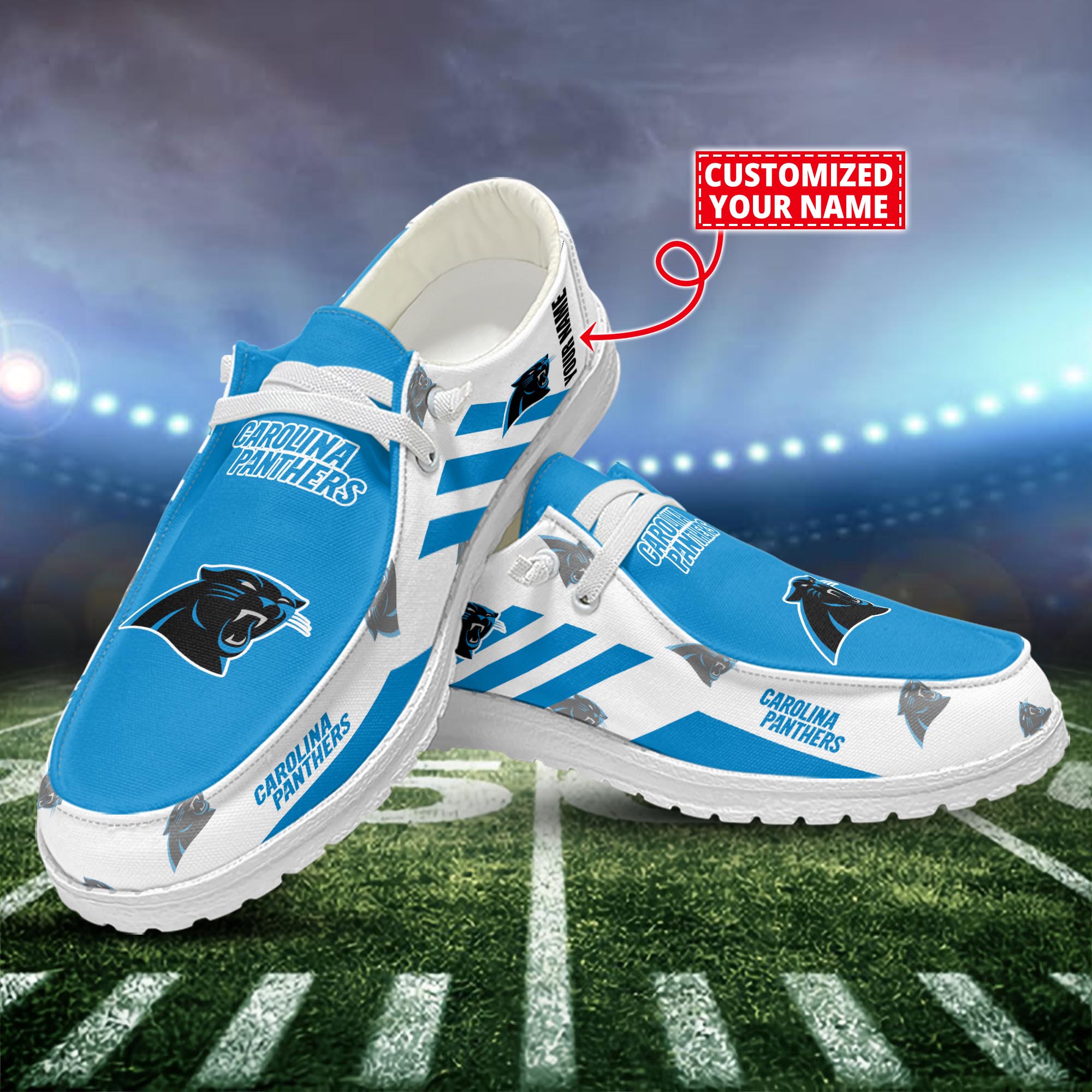 Carolina Panthers Dude Shoes Custom Name  New Arrivals H52556