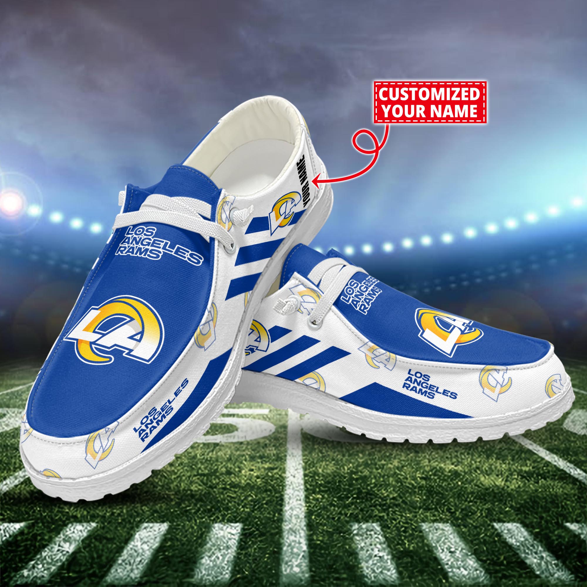 Los Angeles Rams Dude Shoes Custom Name  New Arrivals H52556