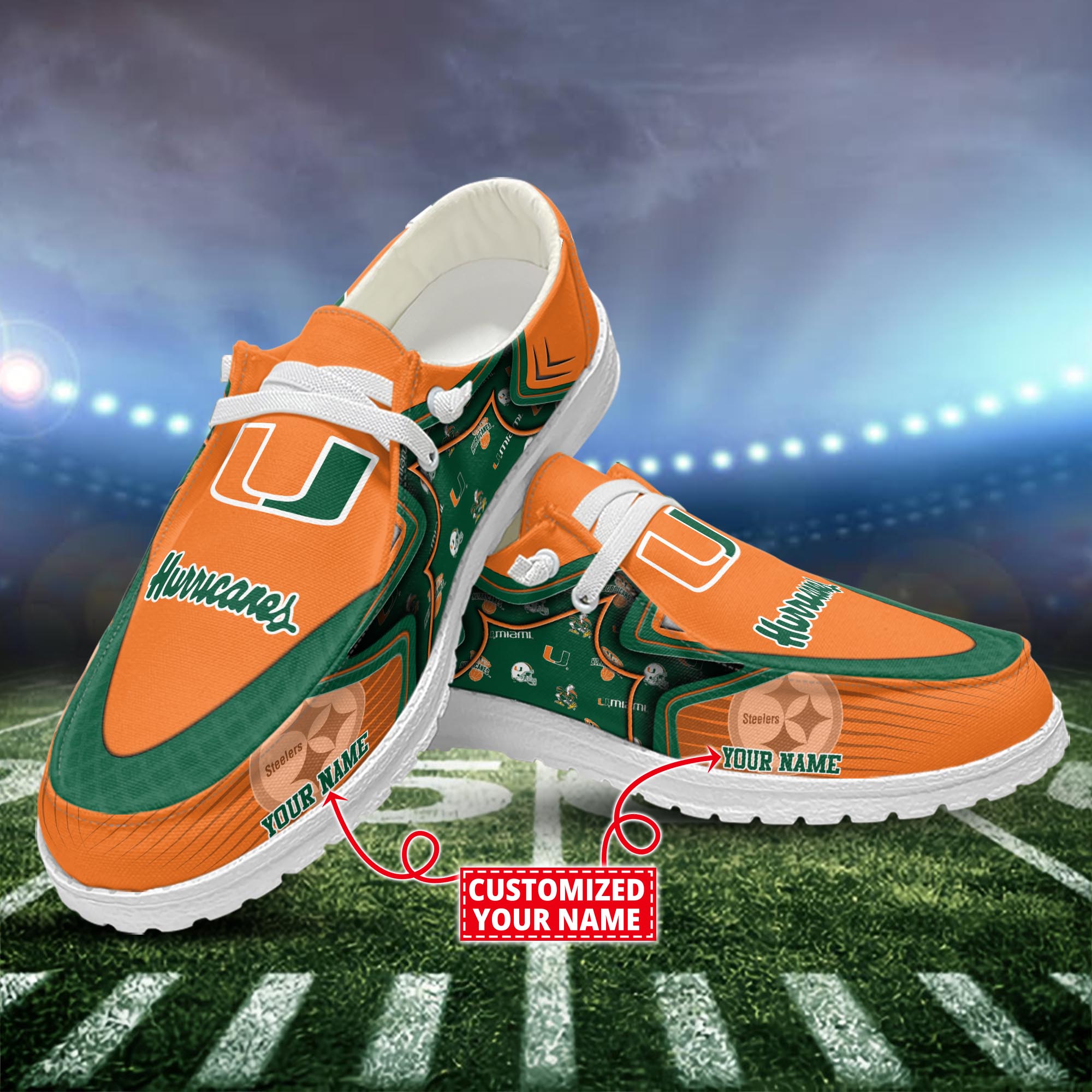 Miami Hurricanes Dude Shoes Custom Name  New Arrivals H52575