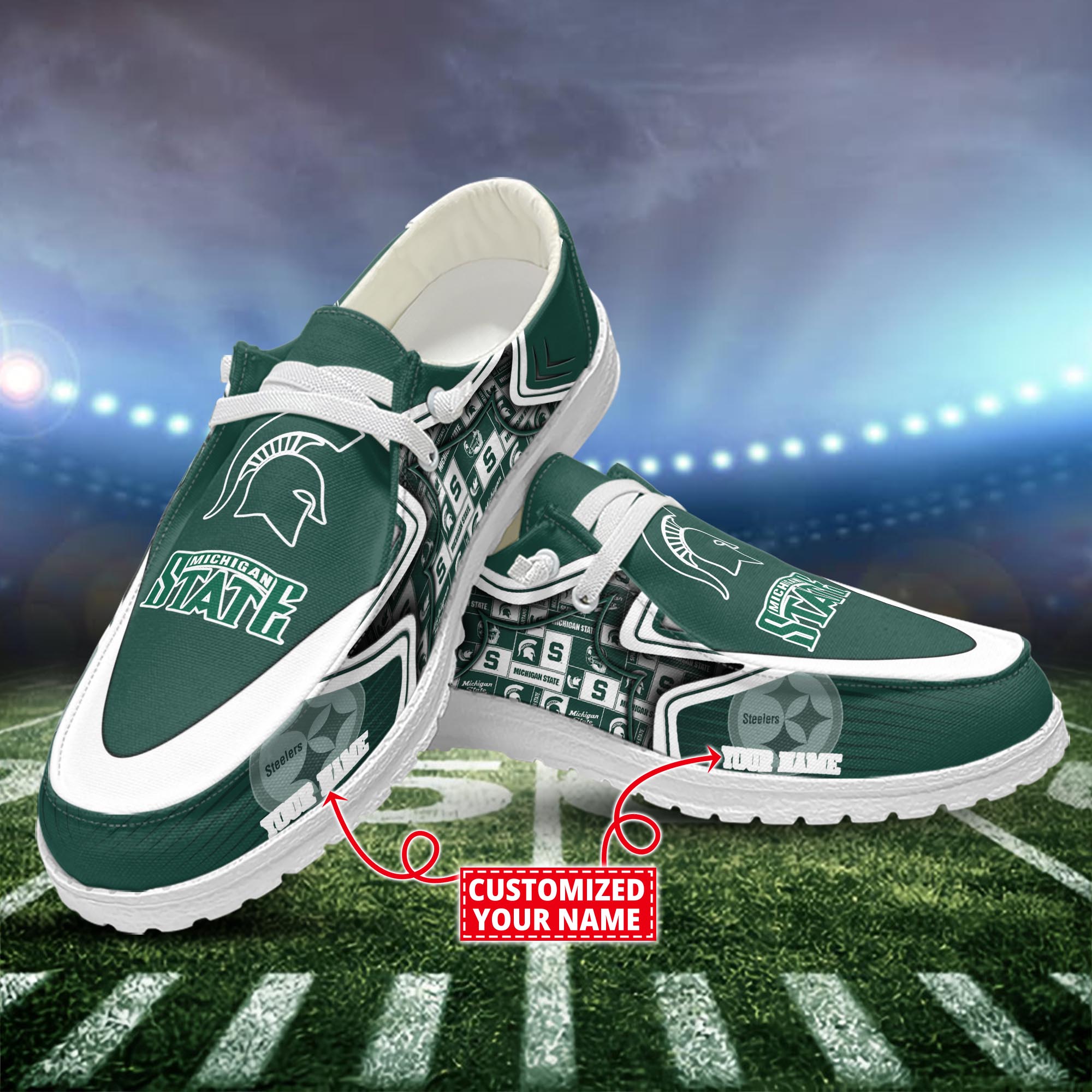 Michigan State Spartans Dude Shoes Custom Name  New Arrivals H52575