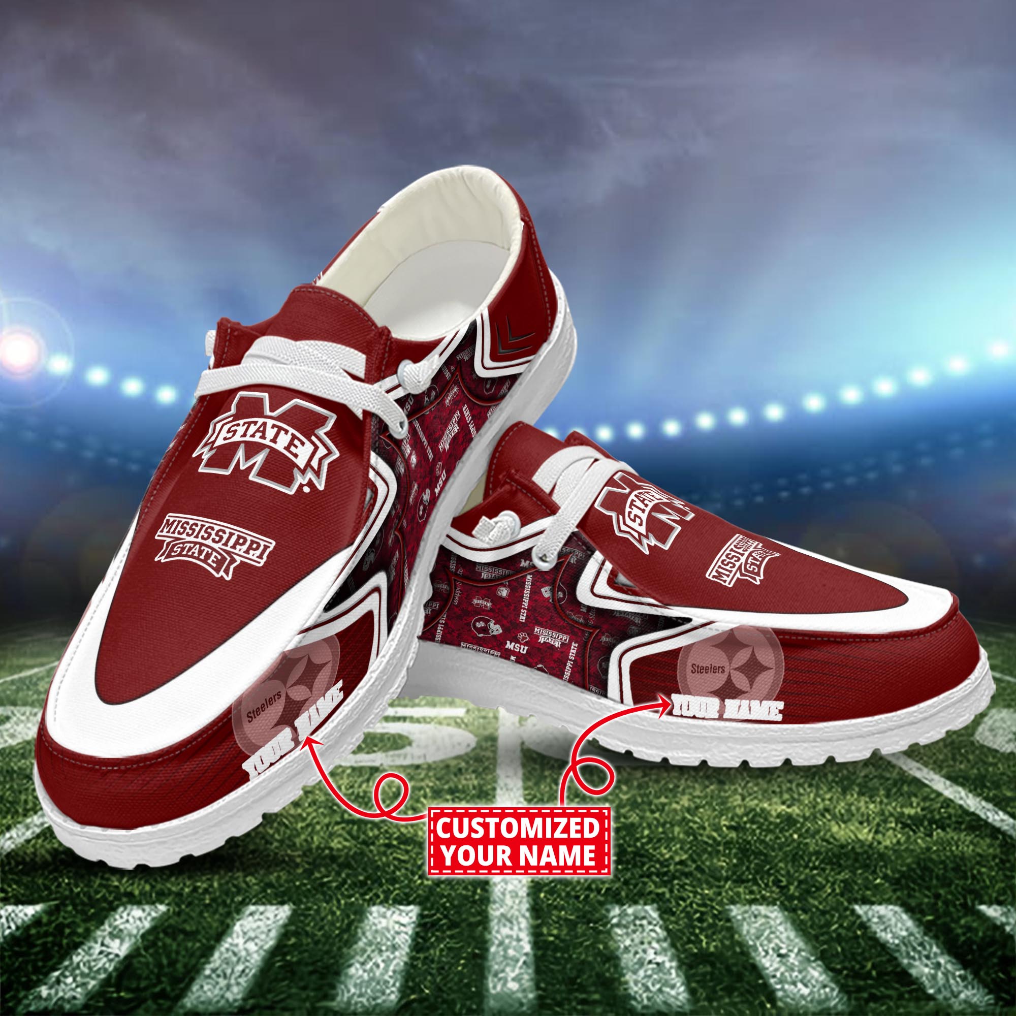 Mississippi State Bulldogs Dude Shoes Custom Name  New Arrivals H52575