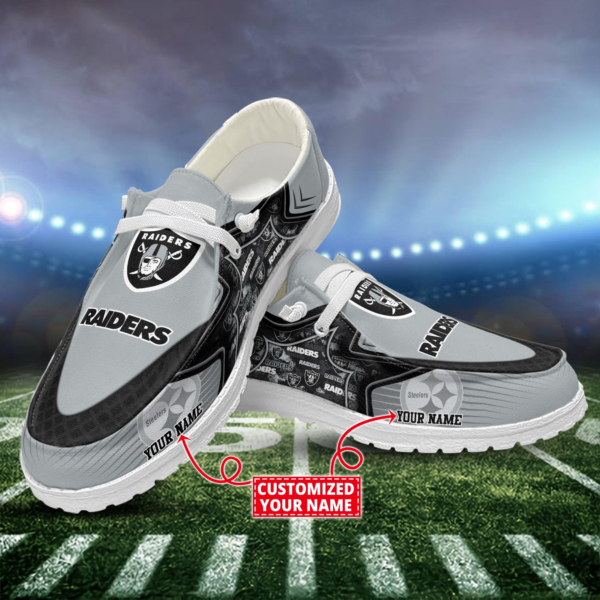 Las Vegas Raiders Dude Shoes Custom Name  New Arrivals H52575