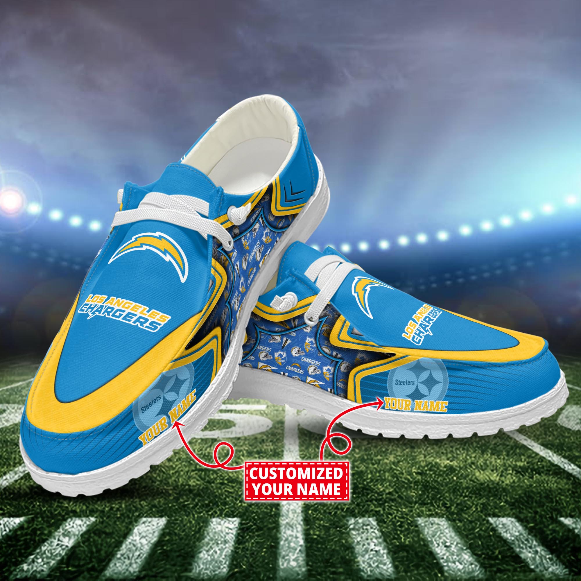 Los Angeles Chargers Dude Shoes Custom Name  New Arrivals H52575