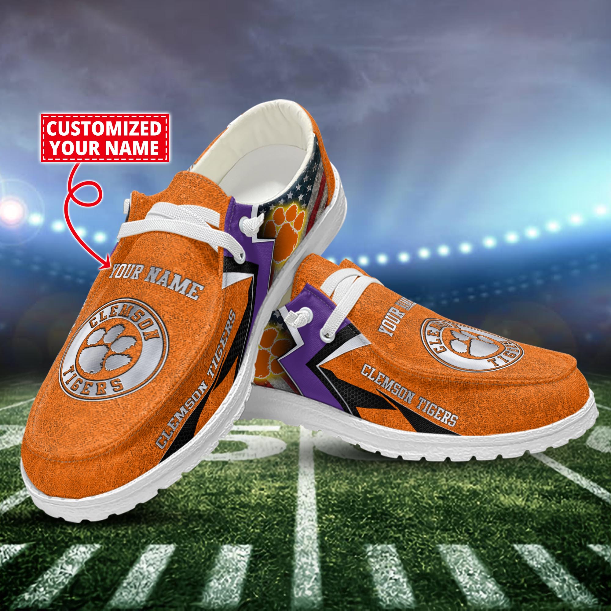 Clemson Tigers Dude Shoes Custom Name  New Arrivals H52586