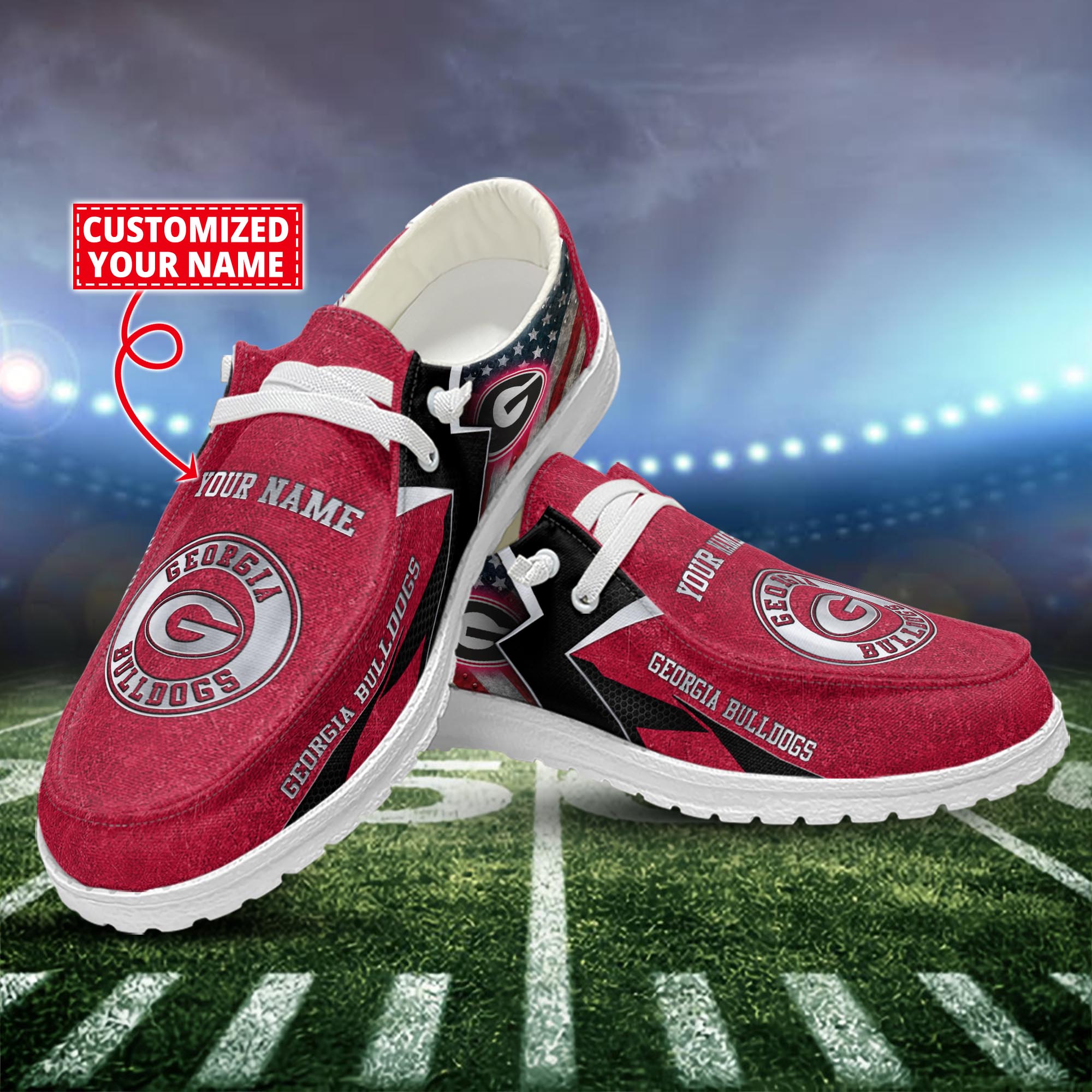 Georgia Bulldogs Dude Shoes Custom Name  New Arrivals H52586