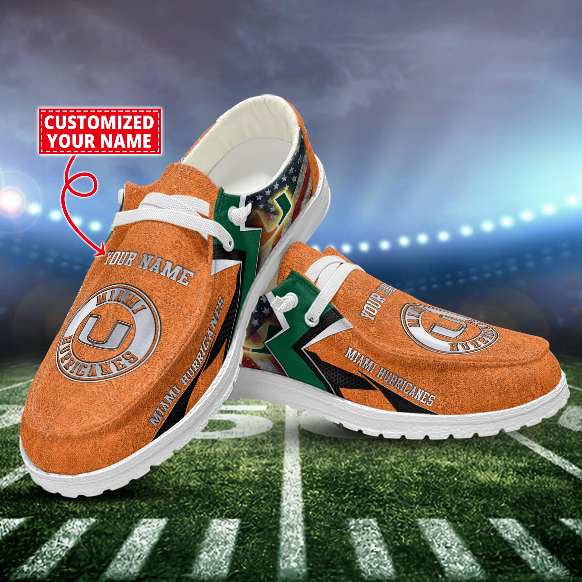 Miami Hurricanes Dude Shoes Custom Name  New Arrivals H52586