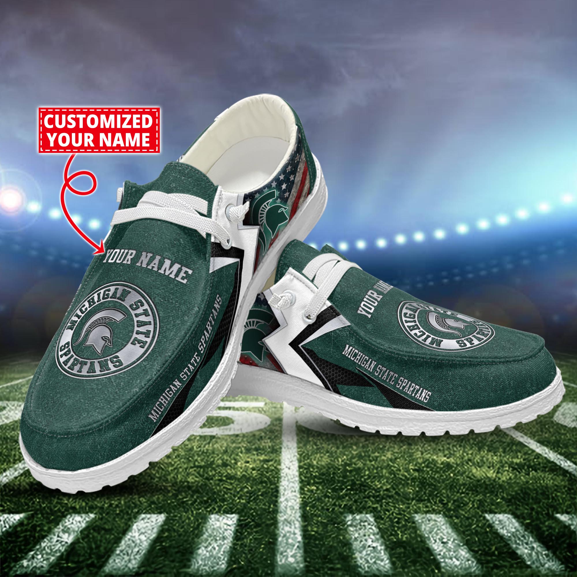 Michigan State Spartans Dude Shoes Custom Name  New Arrivals H52586