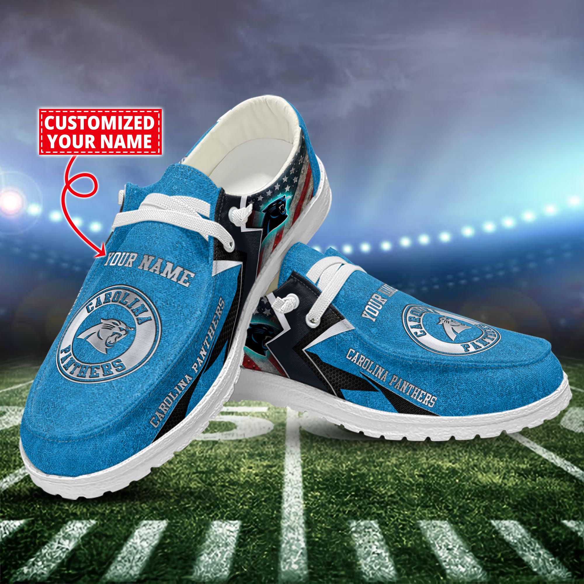 Carolina Panthers Dude Shoes Custom Name  New Arrivals H52586