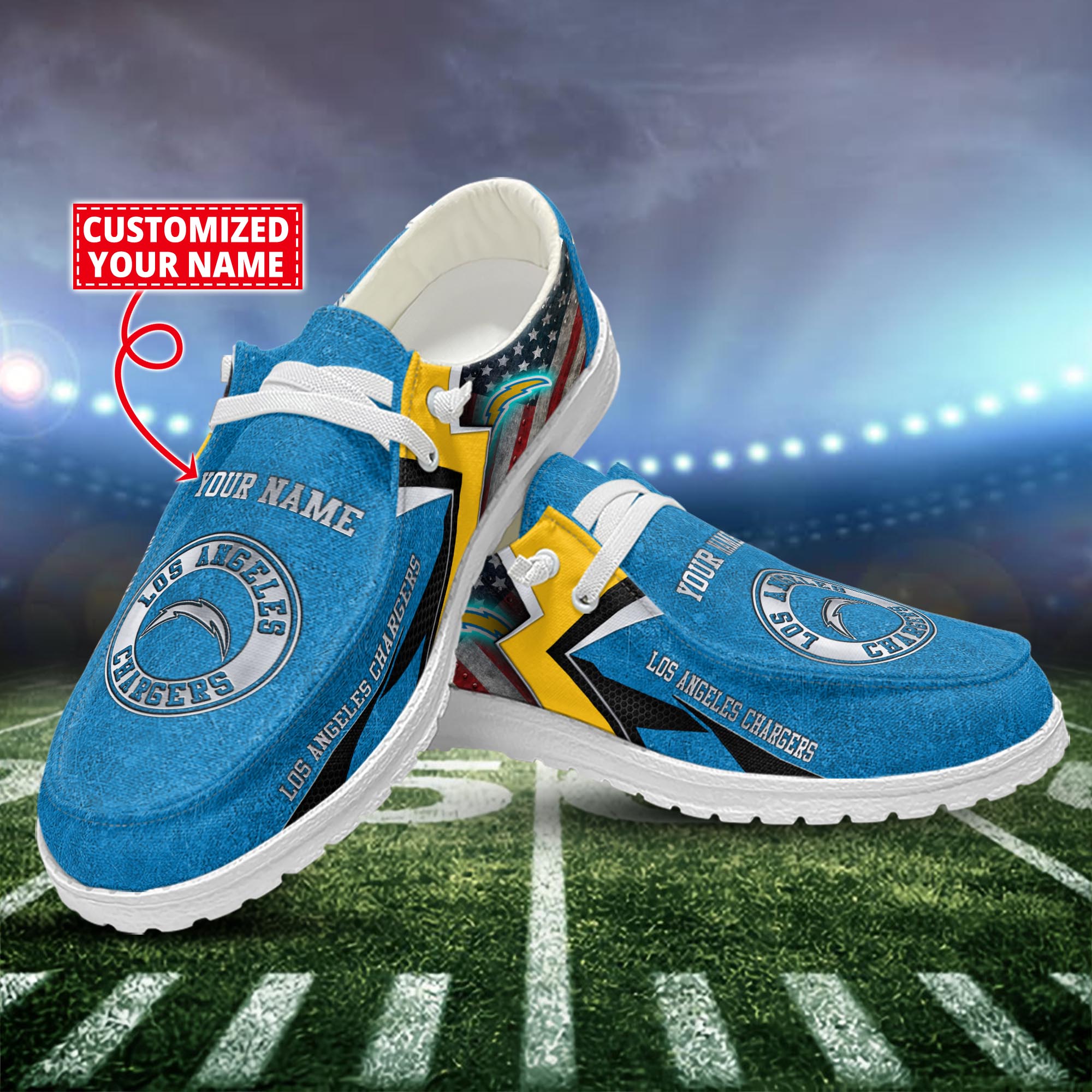 Los Angeles Chargers Dude Shoes Custom Name  New Arrivals H52586