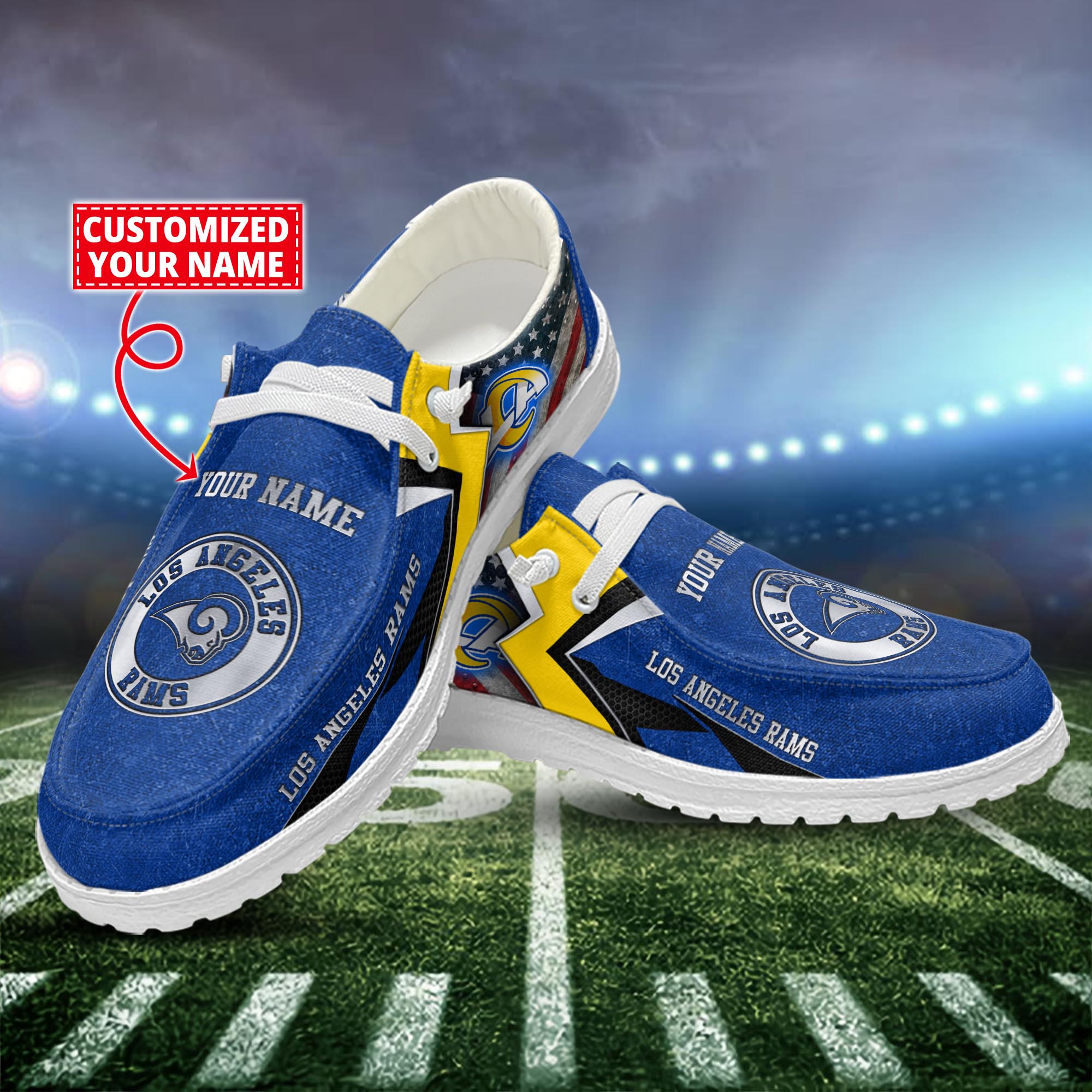 Los Angeles Rams Dude Shoes Custom Name  New Arrivals H52586