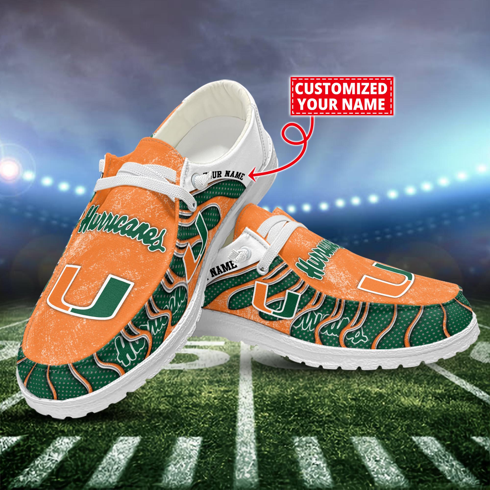 Miami Hurricanes Dude Shoes Custom Name  New Arrivals H52596