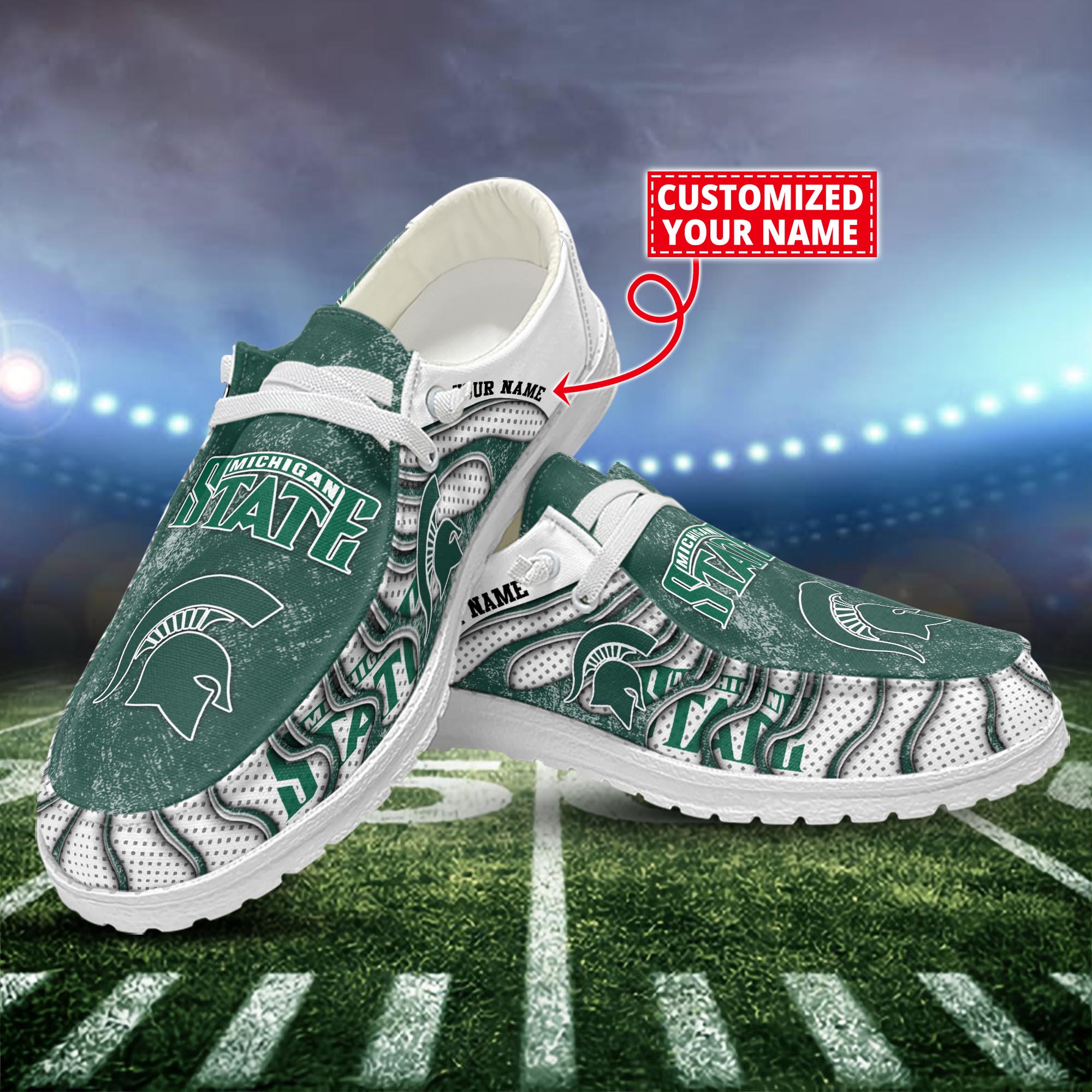 Michigan State Spartans Dude Shoes Custom Name  New Arrivals H52596