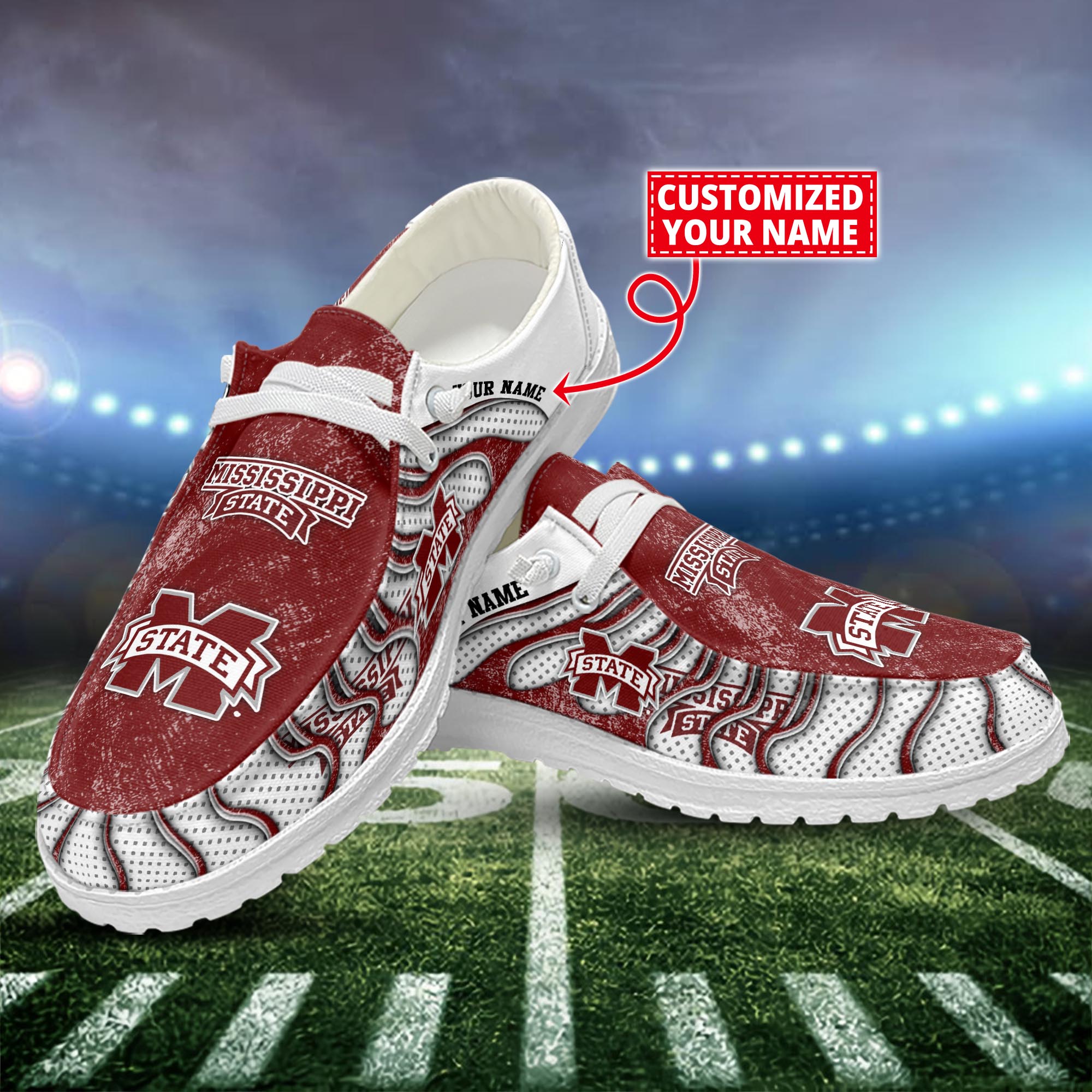 Mississippi State Bulldogs Dude Shoes Custom Name  New Arrivals H52596