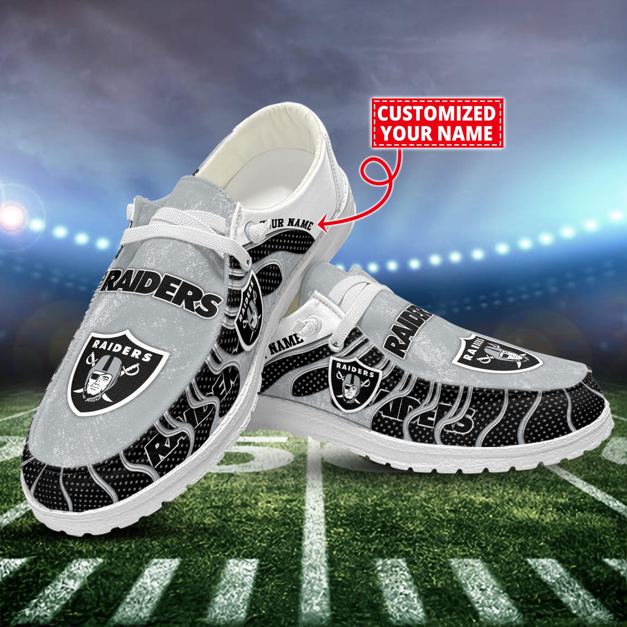 Las Vegas Raiders Dude Shoes Custom Name  New Arrivals H52596