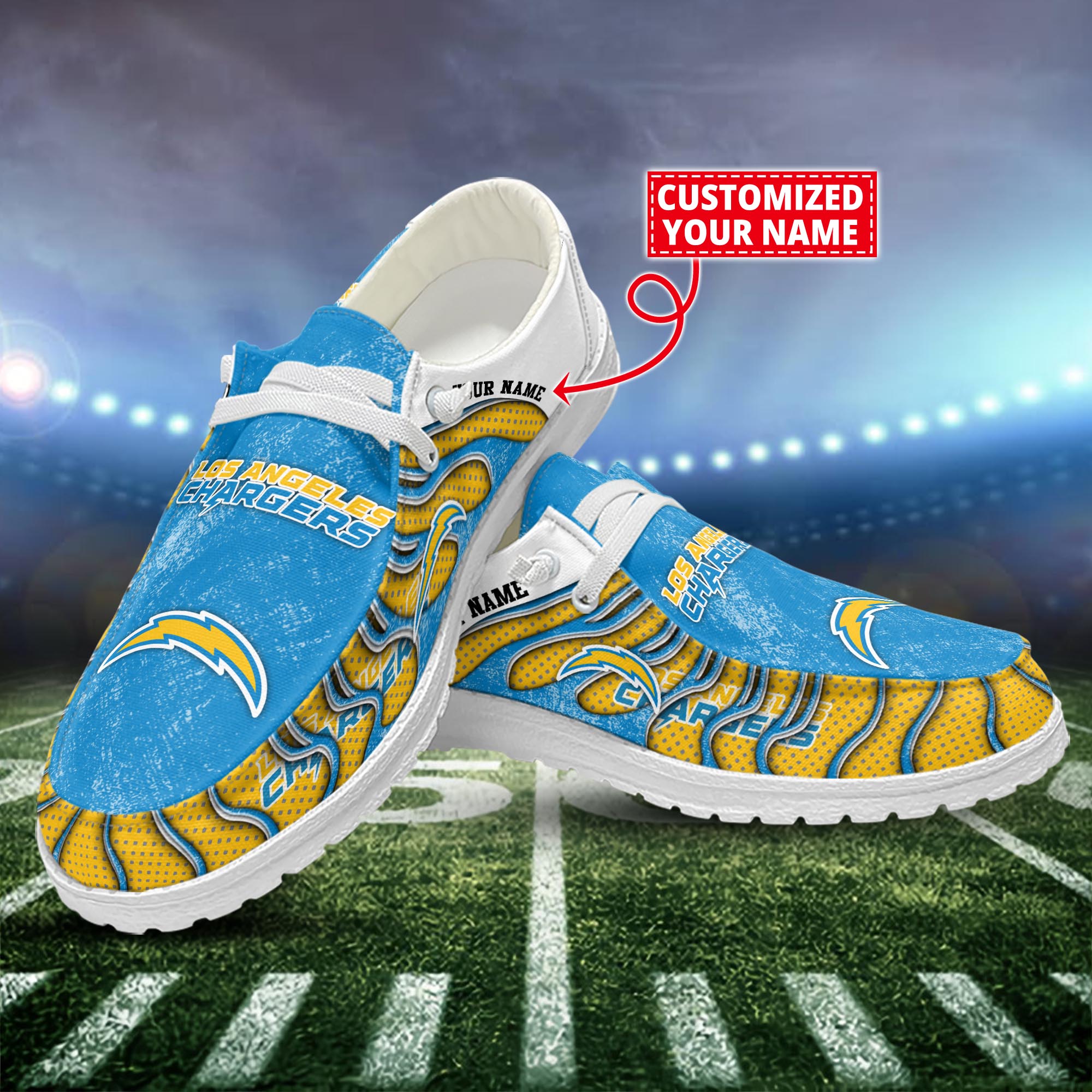 Los Angeles Chargers Dude Shoes Custom Name  New Arrivals H52596