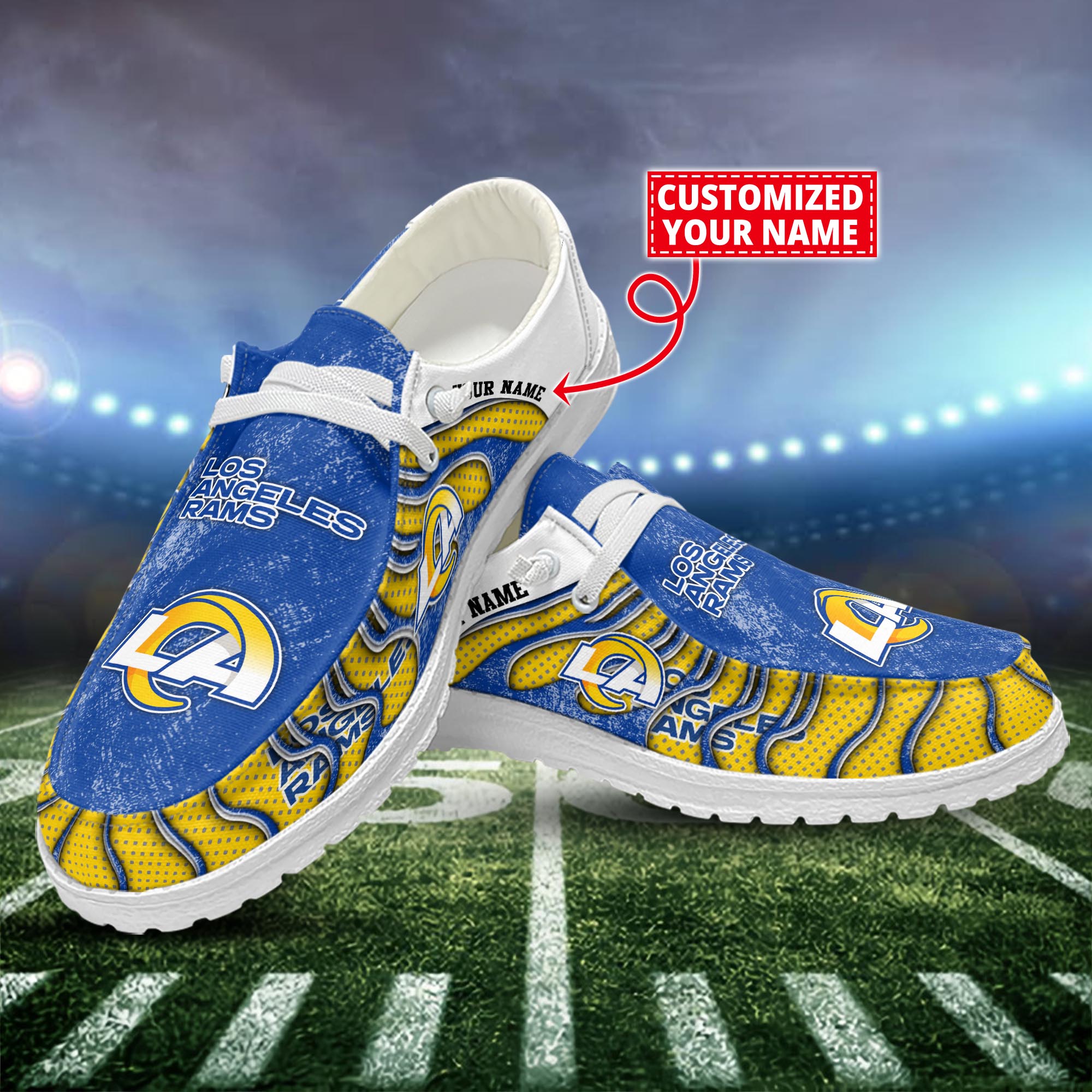 Los Angeles Rams Dude Shoes Custom Name  New Arrivals H52596