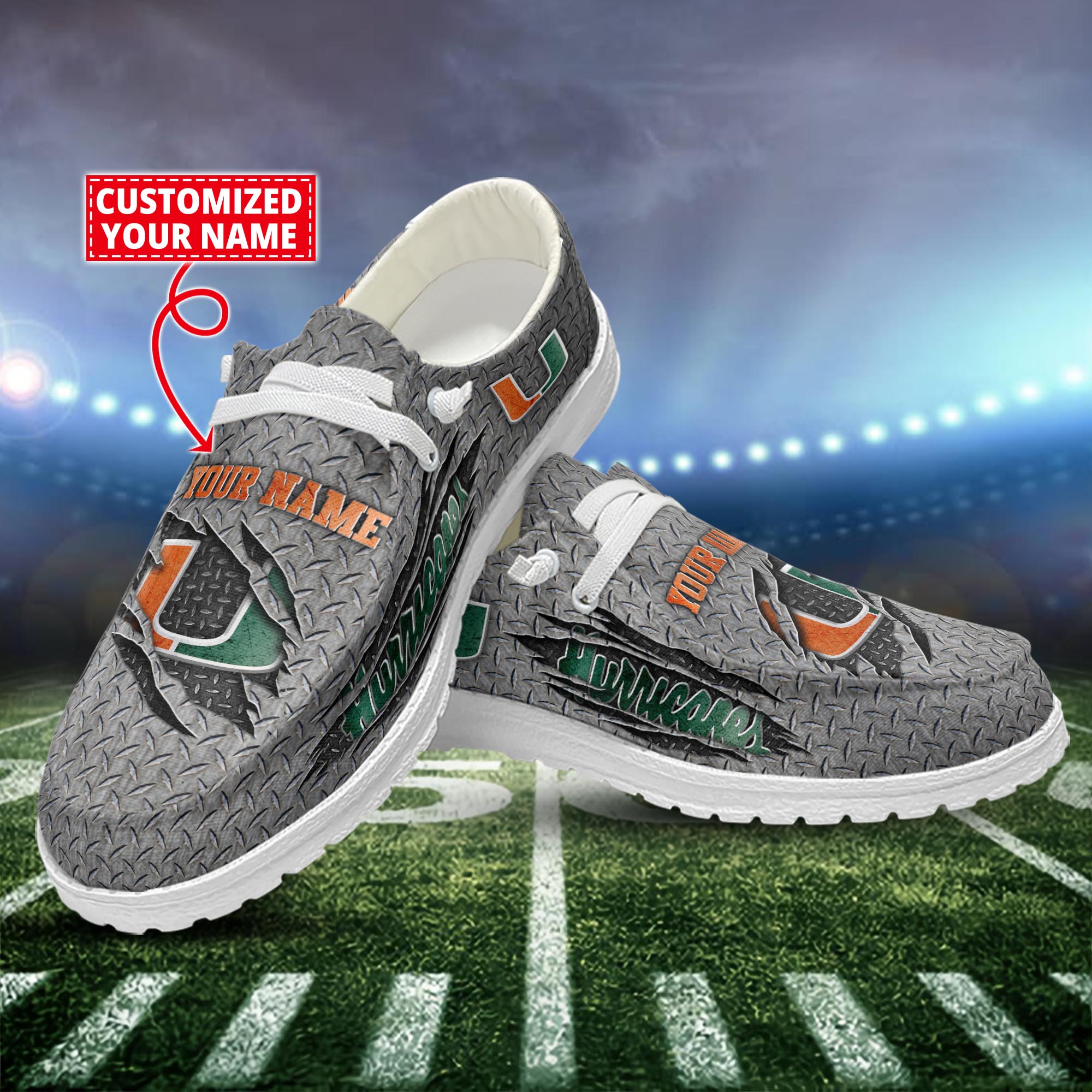 Miami Hurricanes Dude Shoes Custom Name  New Arrivals H52609