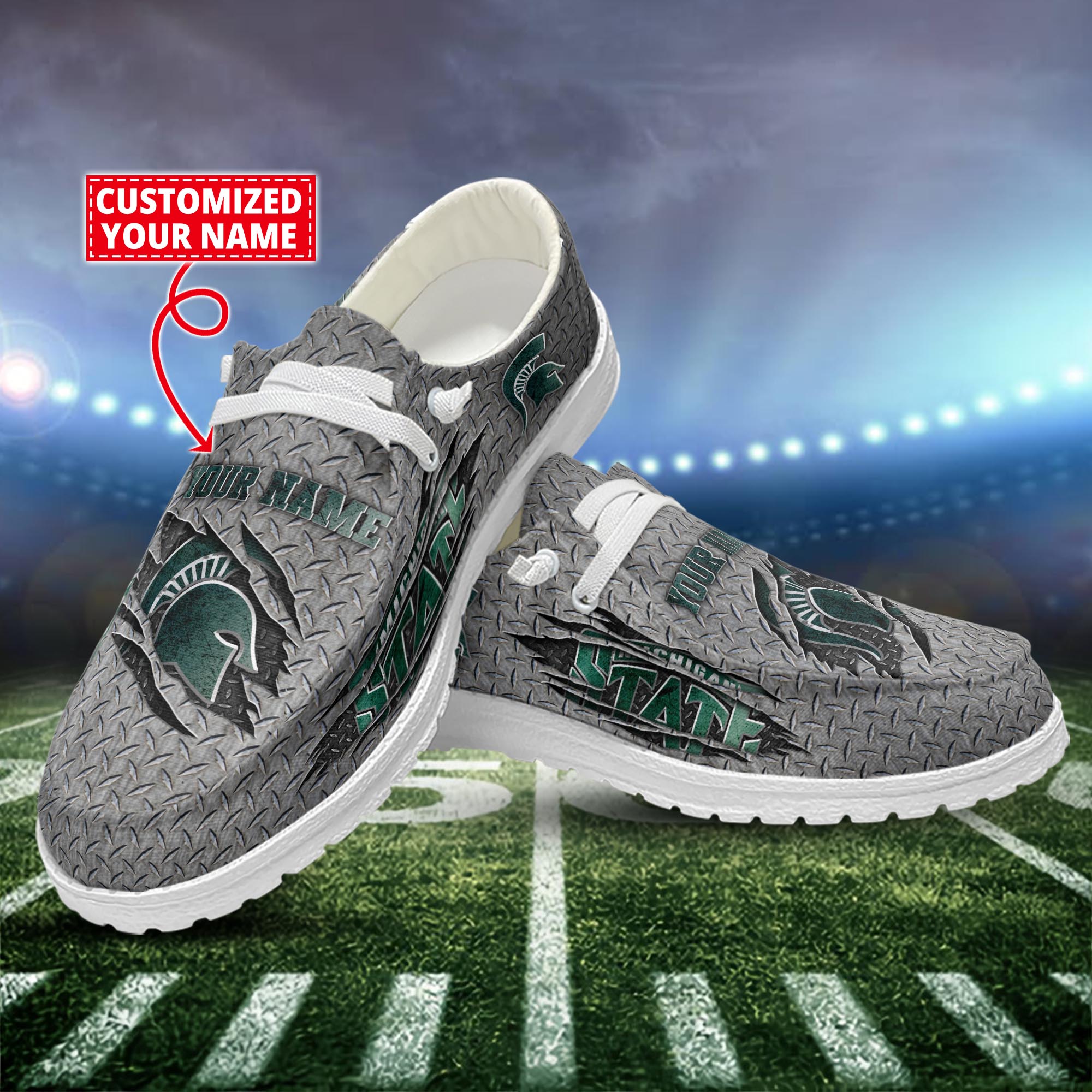 Michigan State Spartans Dude Shoes Custom Name  New Arrivals H52609