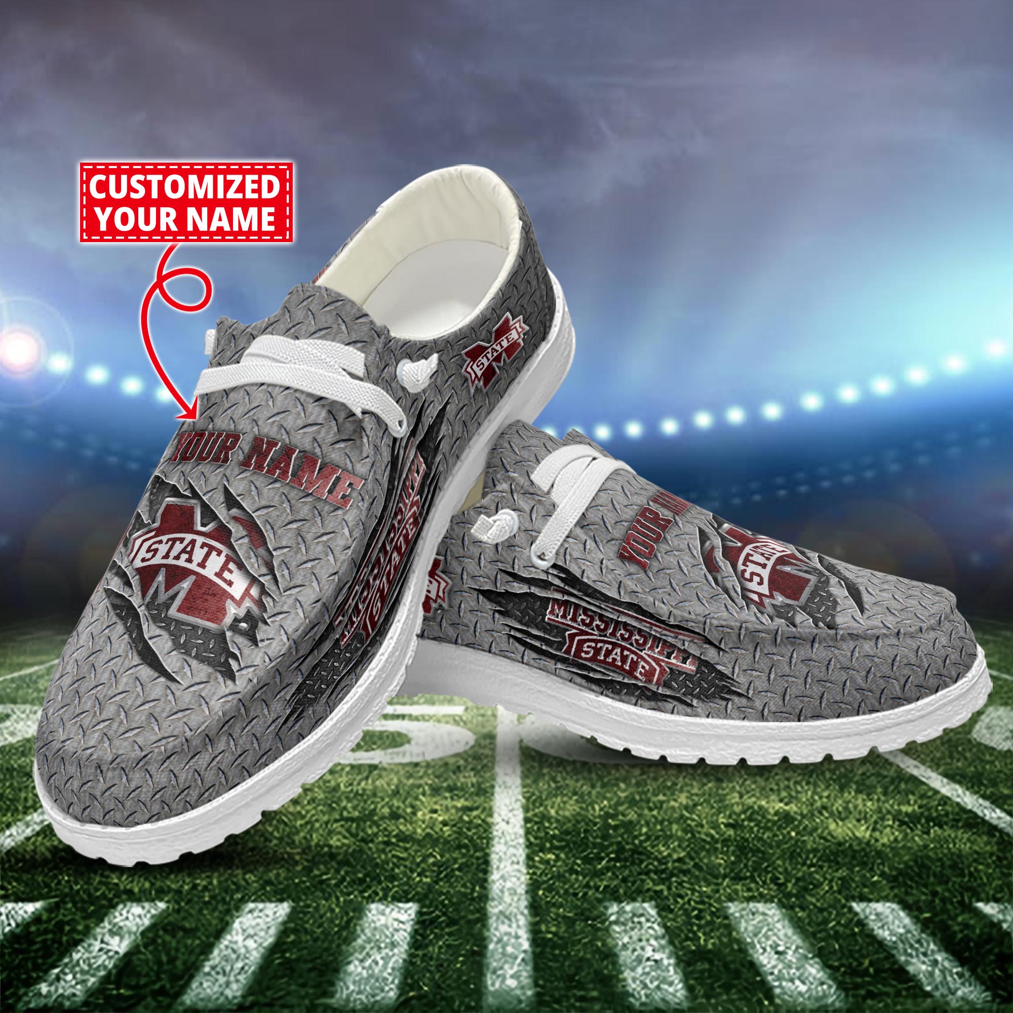 Mississippi State Bulldogs Dude Shoes Custom Name  New Arrivals H52609