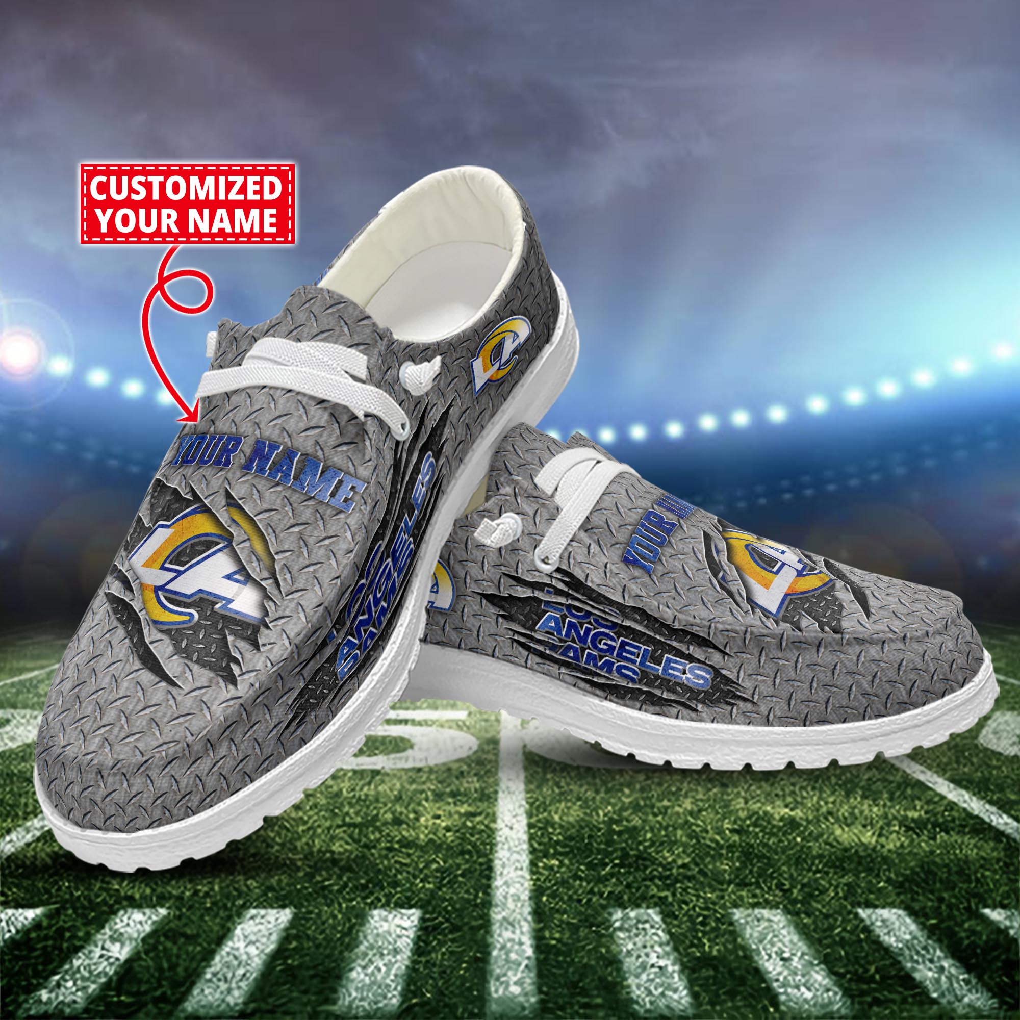 Los Angeles Rams Dude Shoes Custom Name  New Arrivals H52609