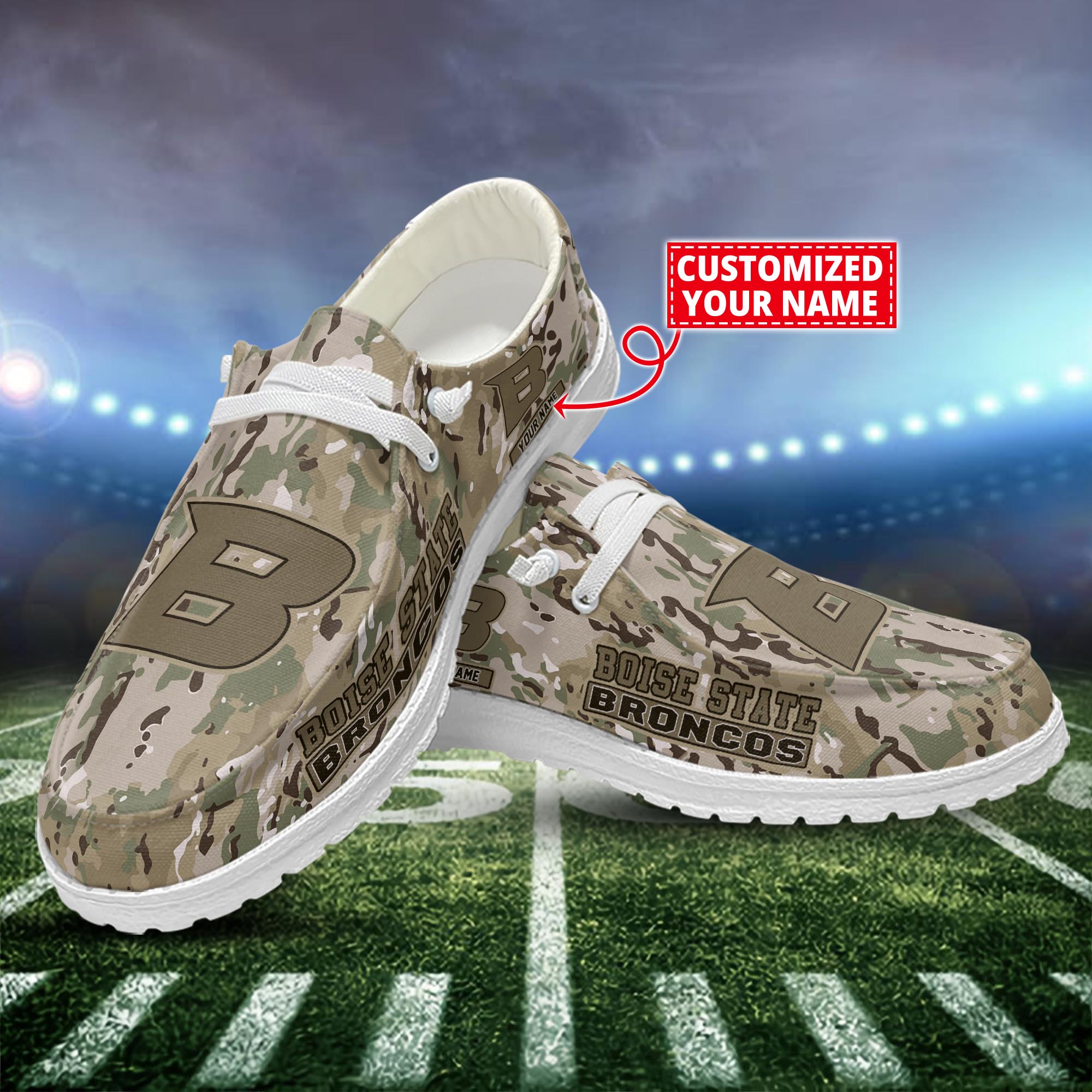 Boise State Broncos Dude Shoes Custom Name  Camo Style New Arrivals H52625