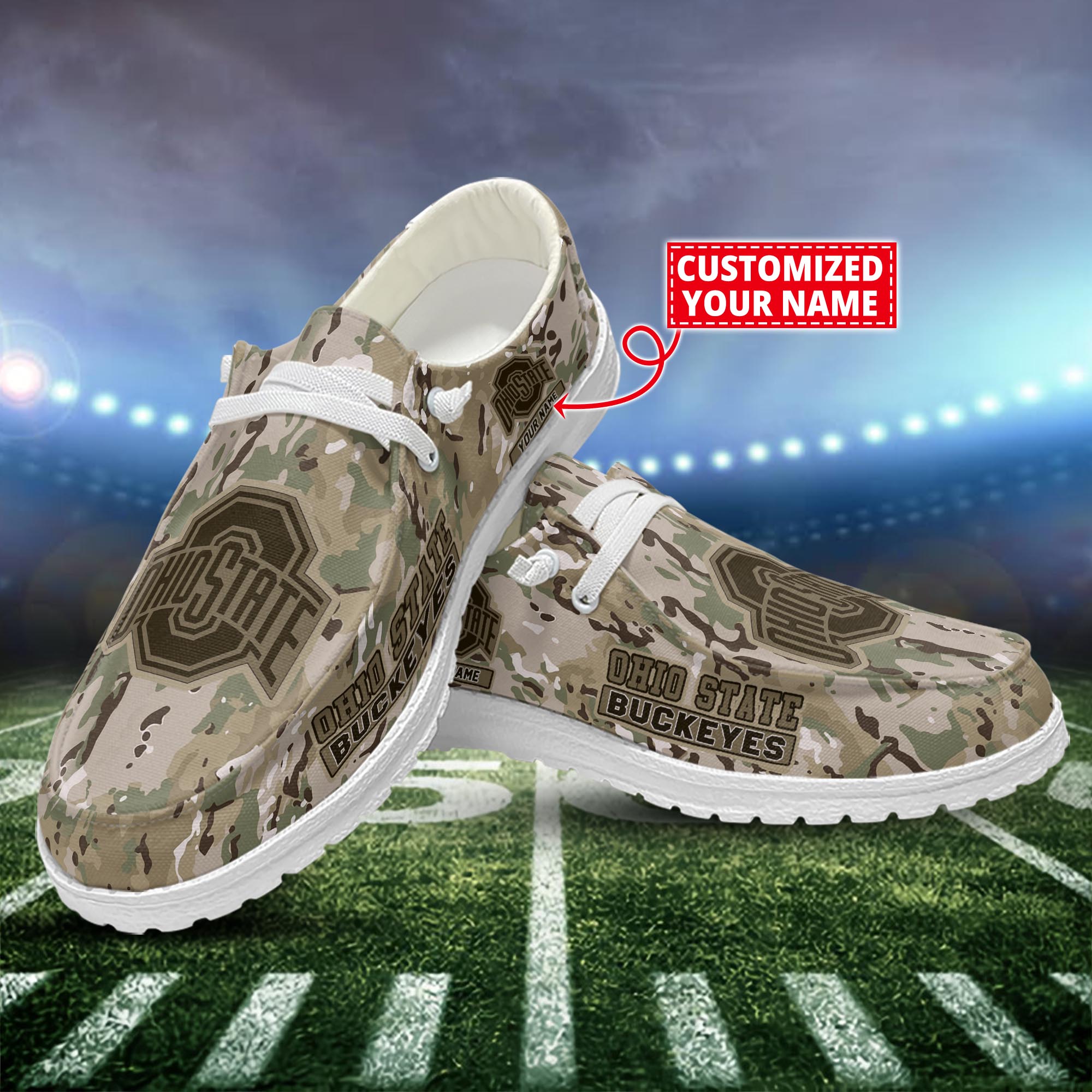 Ohio State Buckeyes Dude Shoes Custom Name  Camo Style New Arrivals H52625