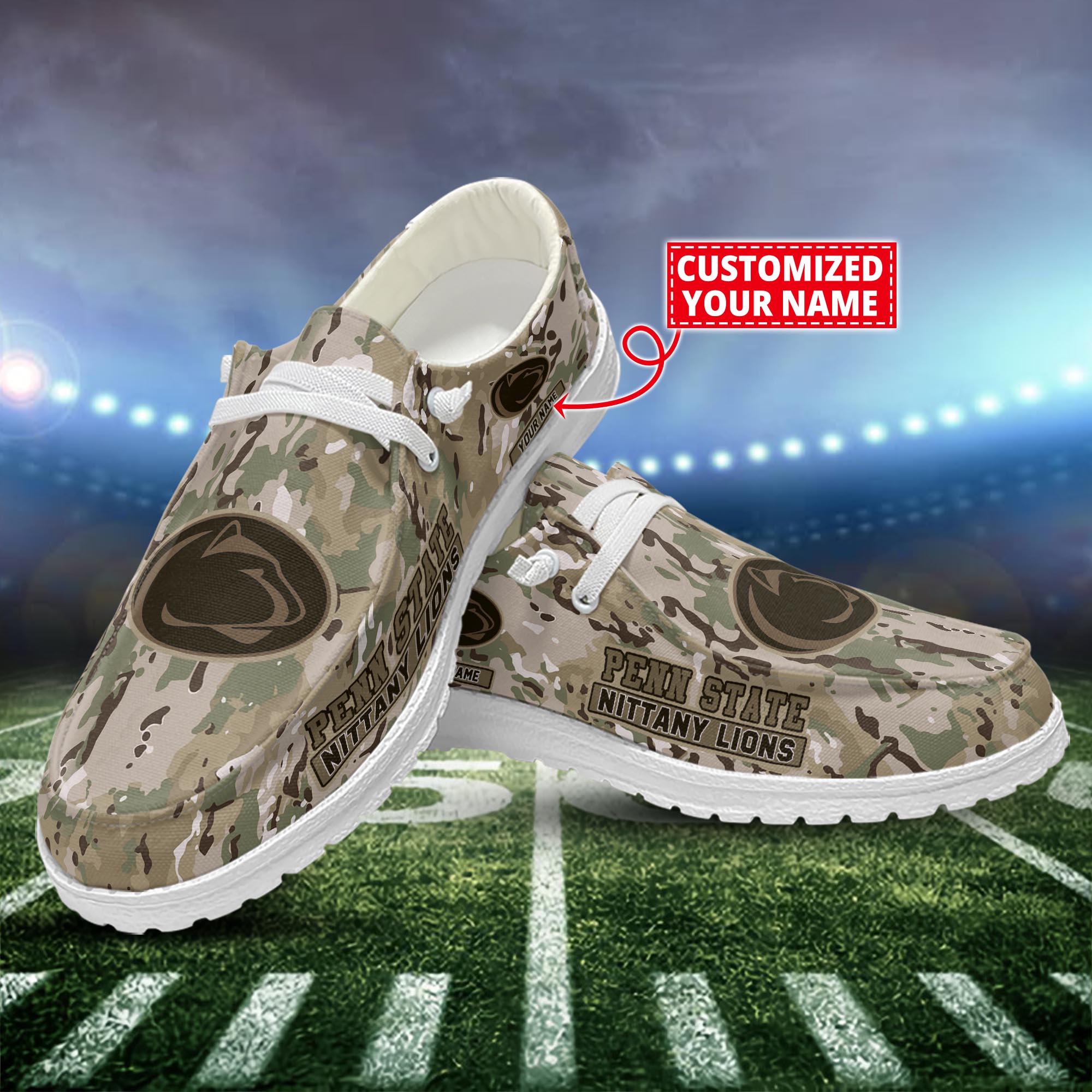 Penn State Nittany Lions Dude Shoes Custom Name  Camo Style New Arrivals H52625