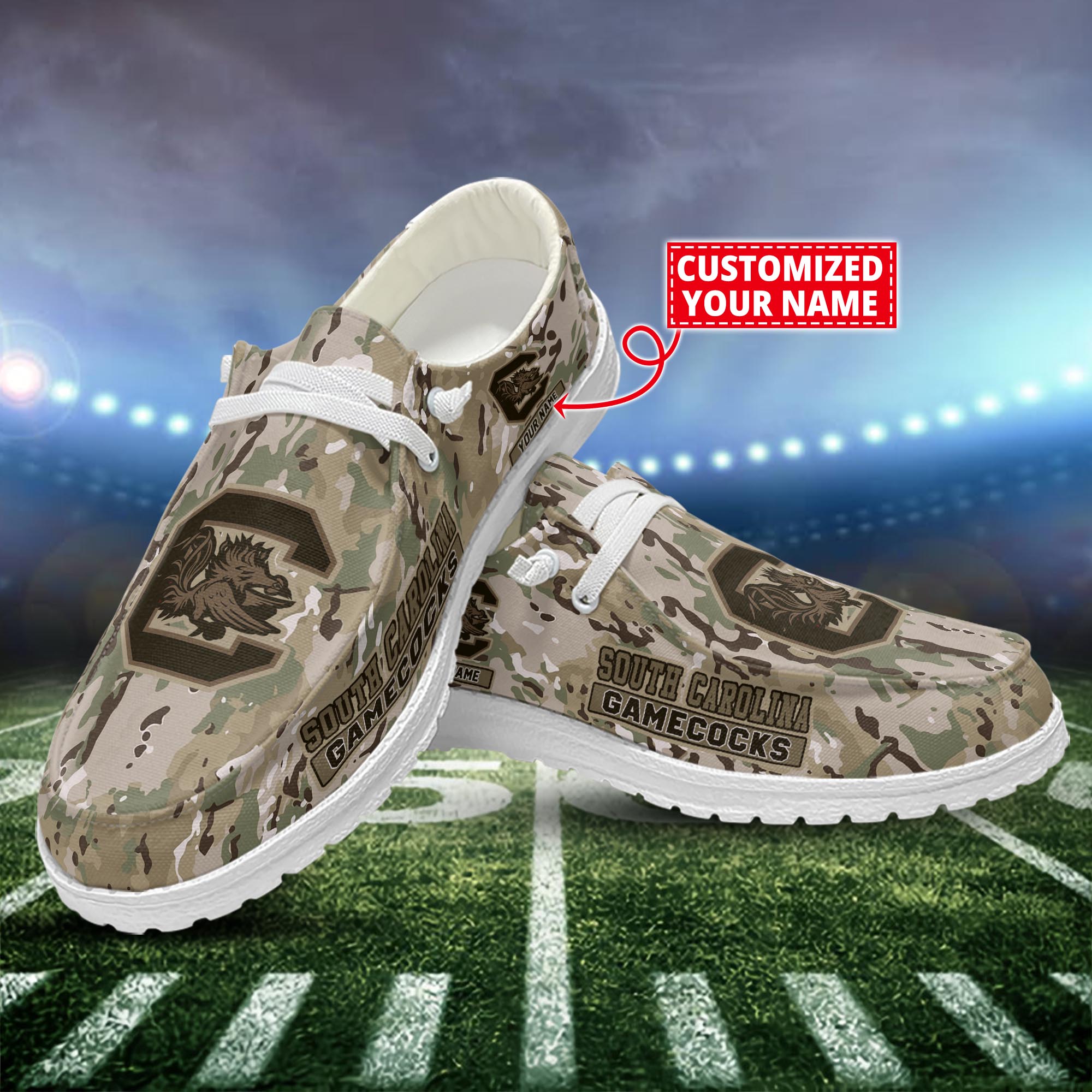 South Carolina Gamecocks Dude Shoes Custom Name  Camo Style New Arrivals H52625