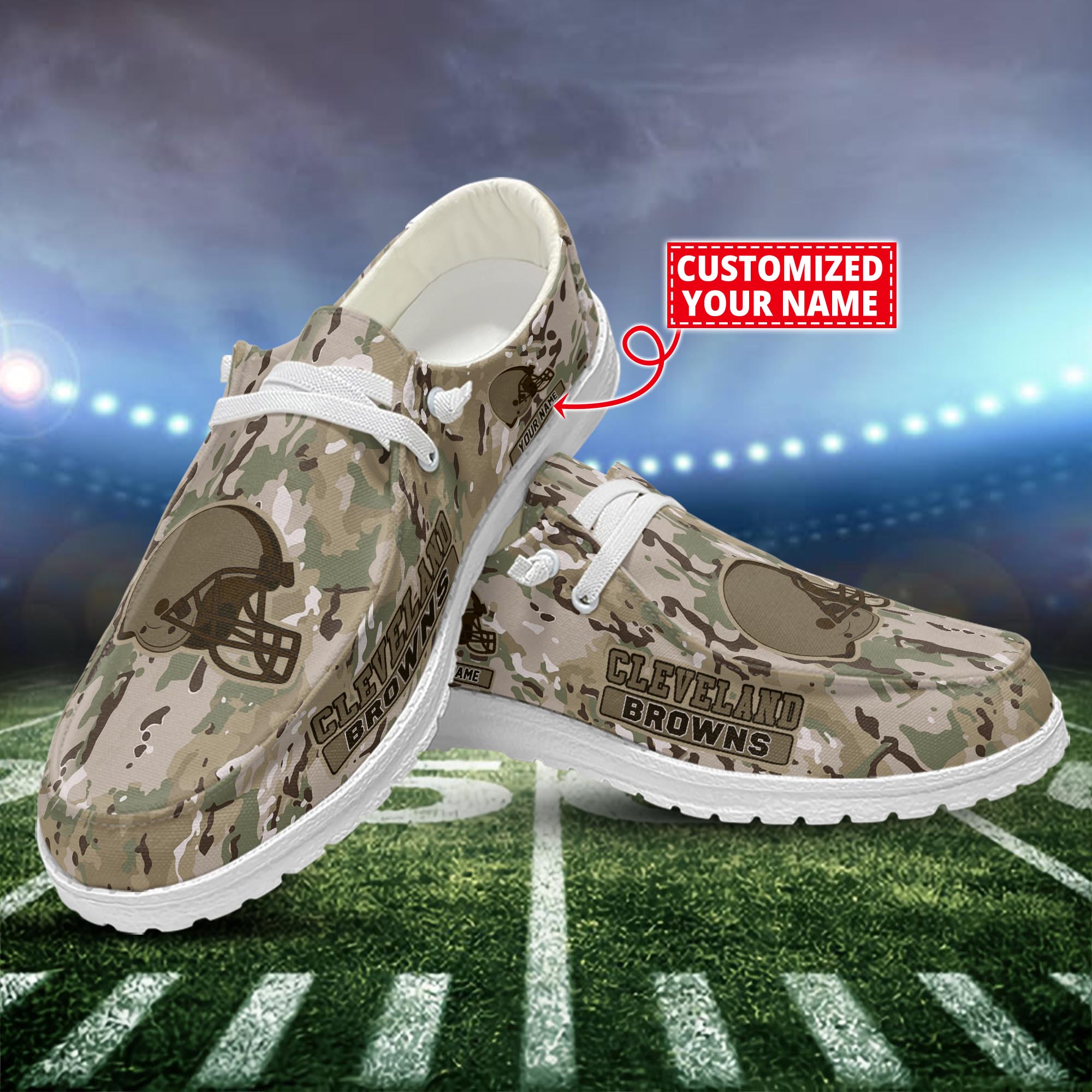 Cleveland Browns Dude Shoes Custom Name  Camo Style New Arrivals H52625