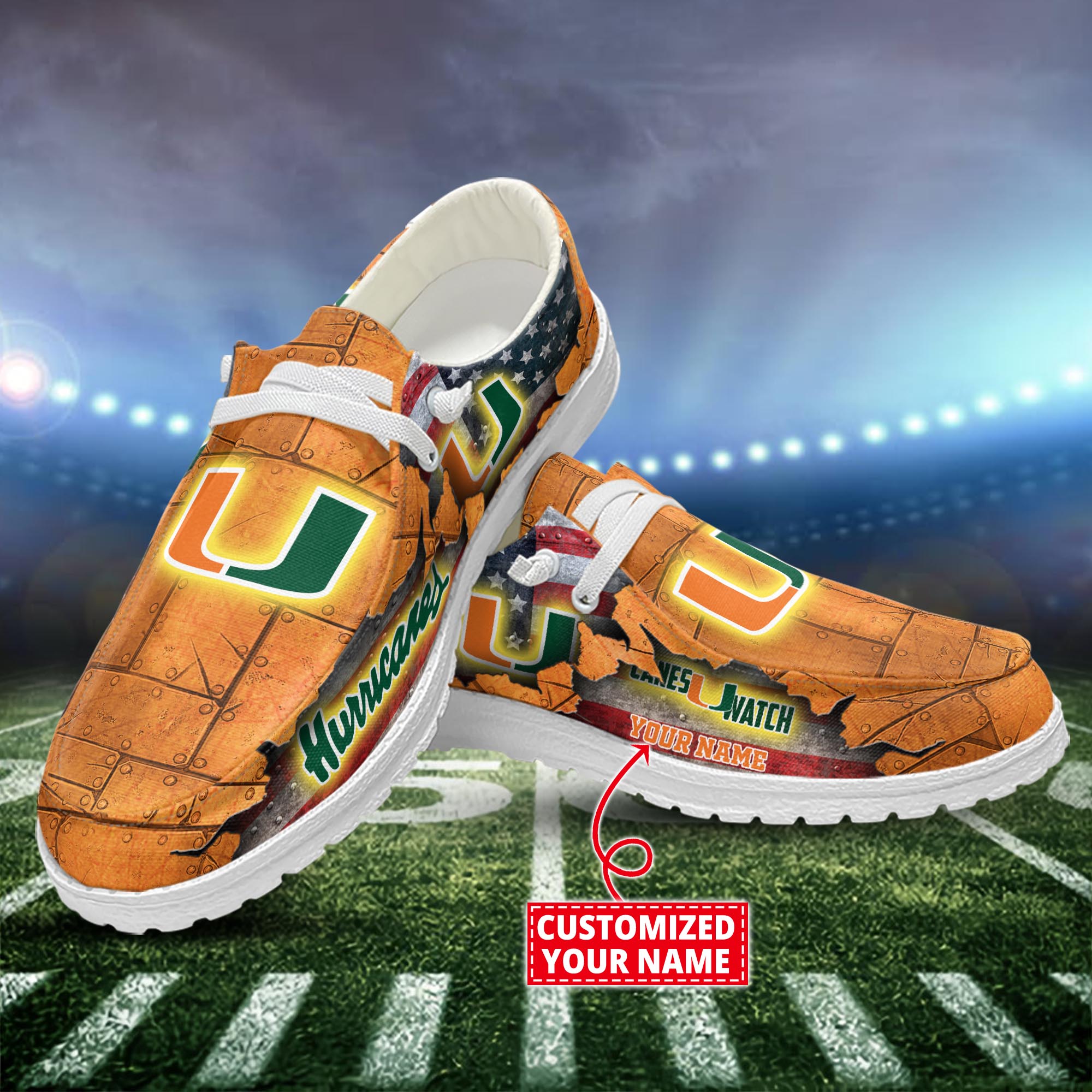 Miami Hurricanes Dude Shoes Custom Name  New Arrivals H52627