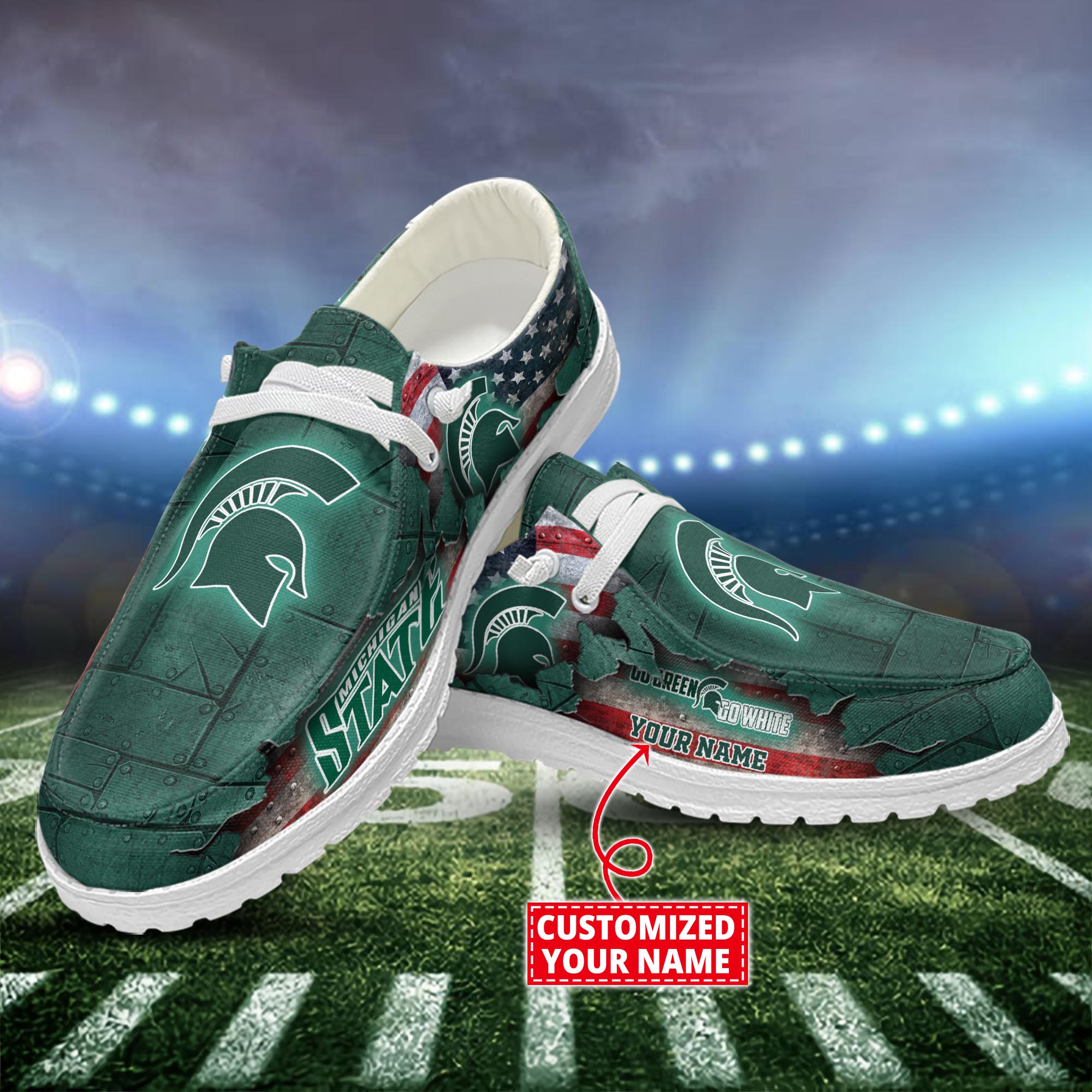 Michigan State Spartans Dude Shoes Custom Name  New Arrivals H52627