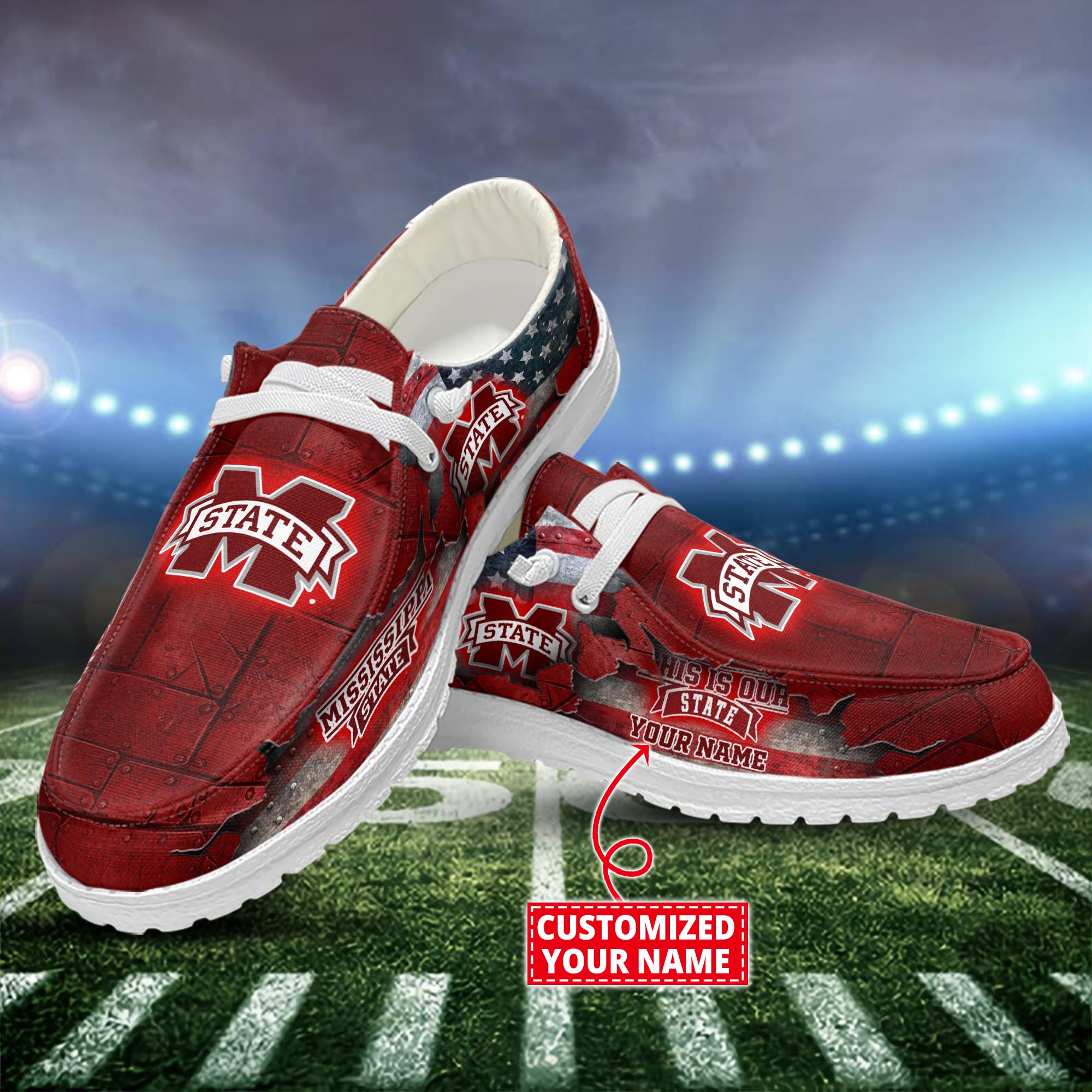 Mississippi State Bulldogs Dude Shoes Custom Name  New Arrivals H52627