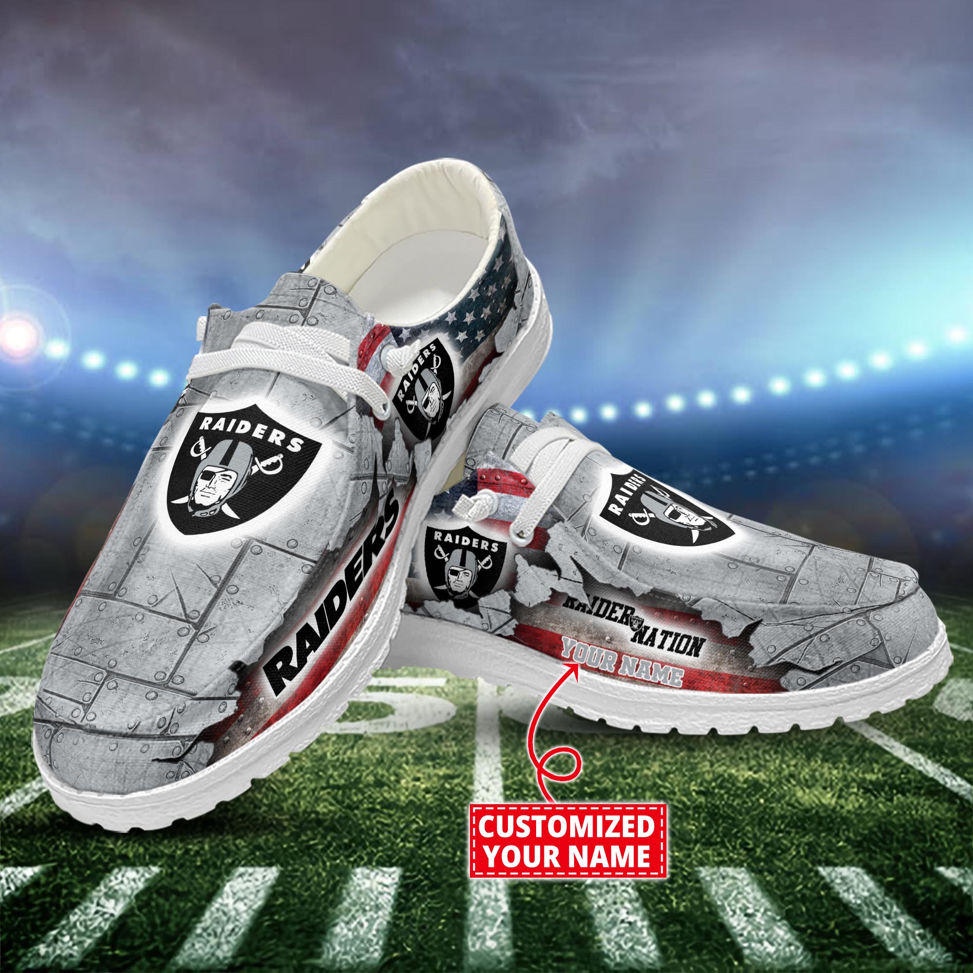 Las Vegas Raiders Dude Shoes Custom Name  New Arrivals H52627