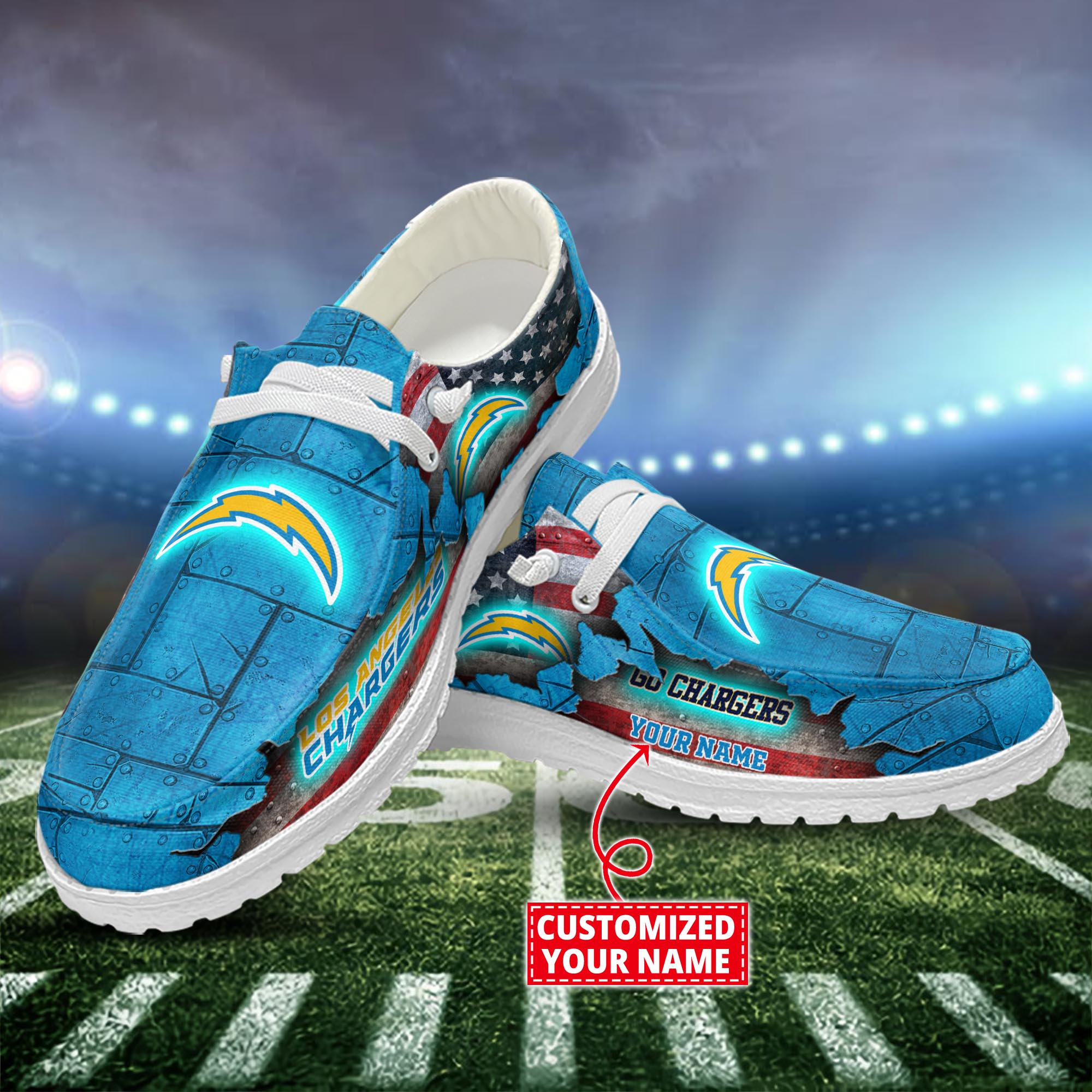 Los Angeles Chargers Dude Shoes Custom Name  New Arrivals H52627