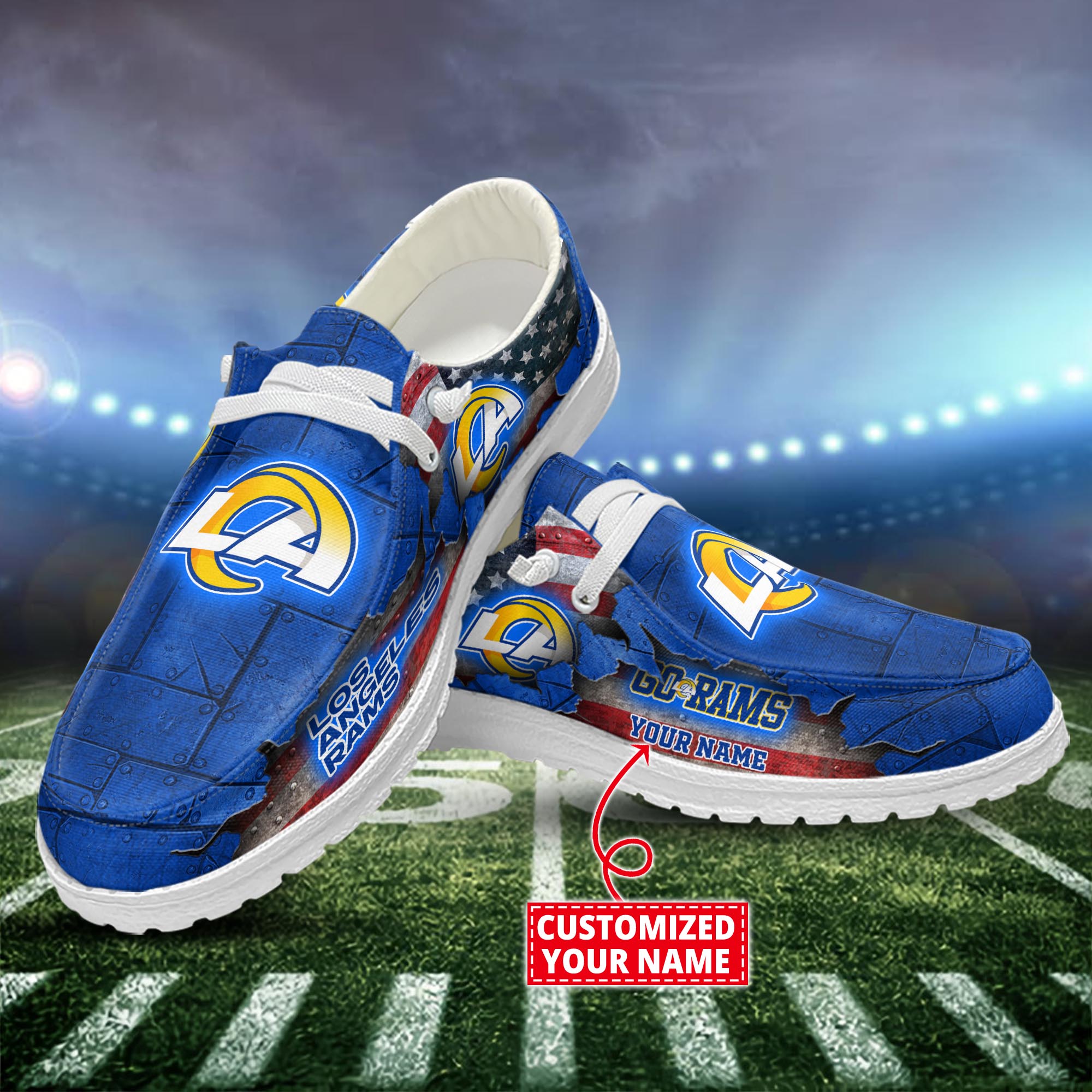 Los Angeles Rams Dude Shoes Custom Name  New Arrivals H52627