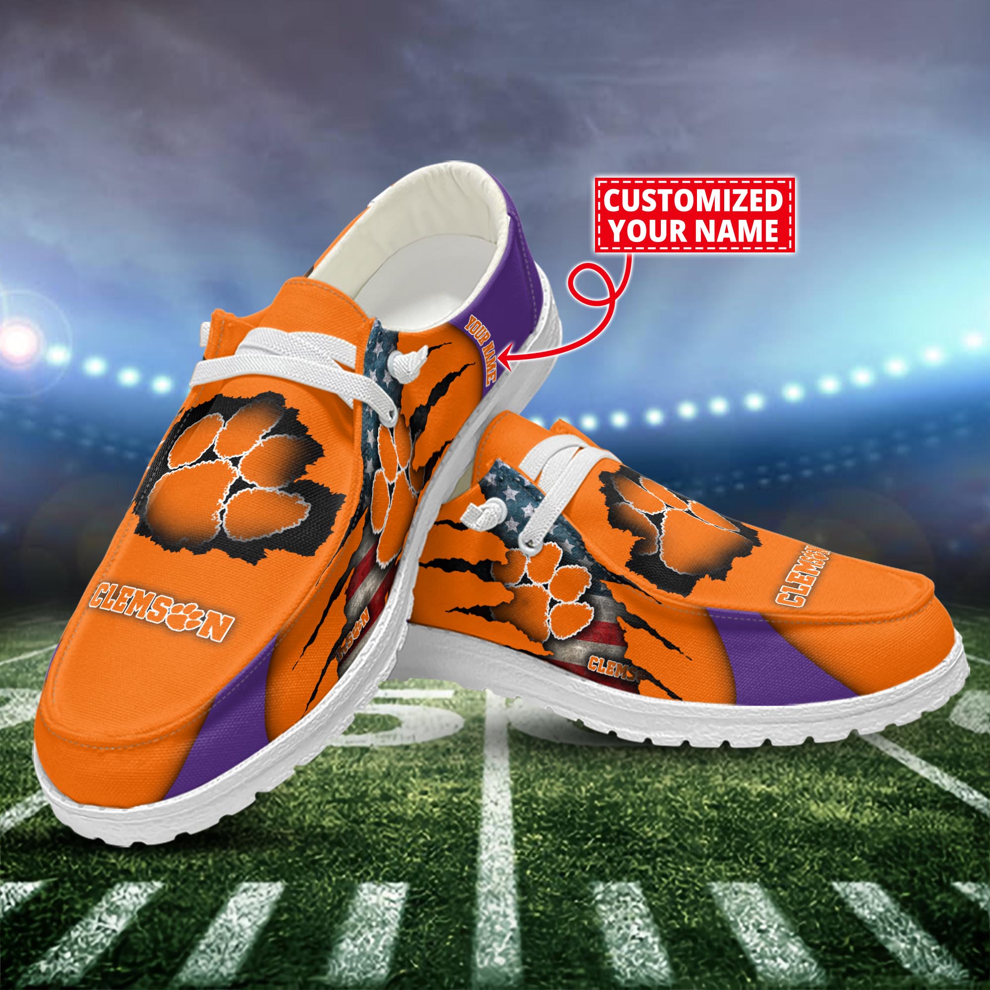 Clemson Tigers Dude Shoes Custom Name  New Arrivals H52628