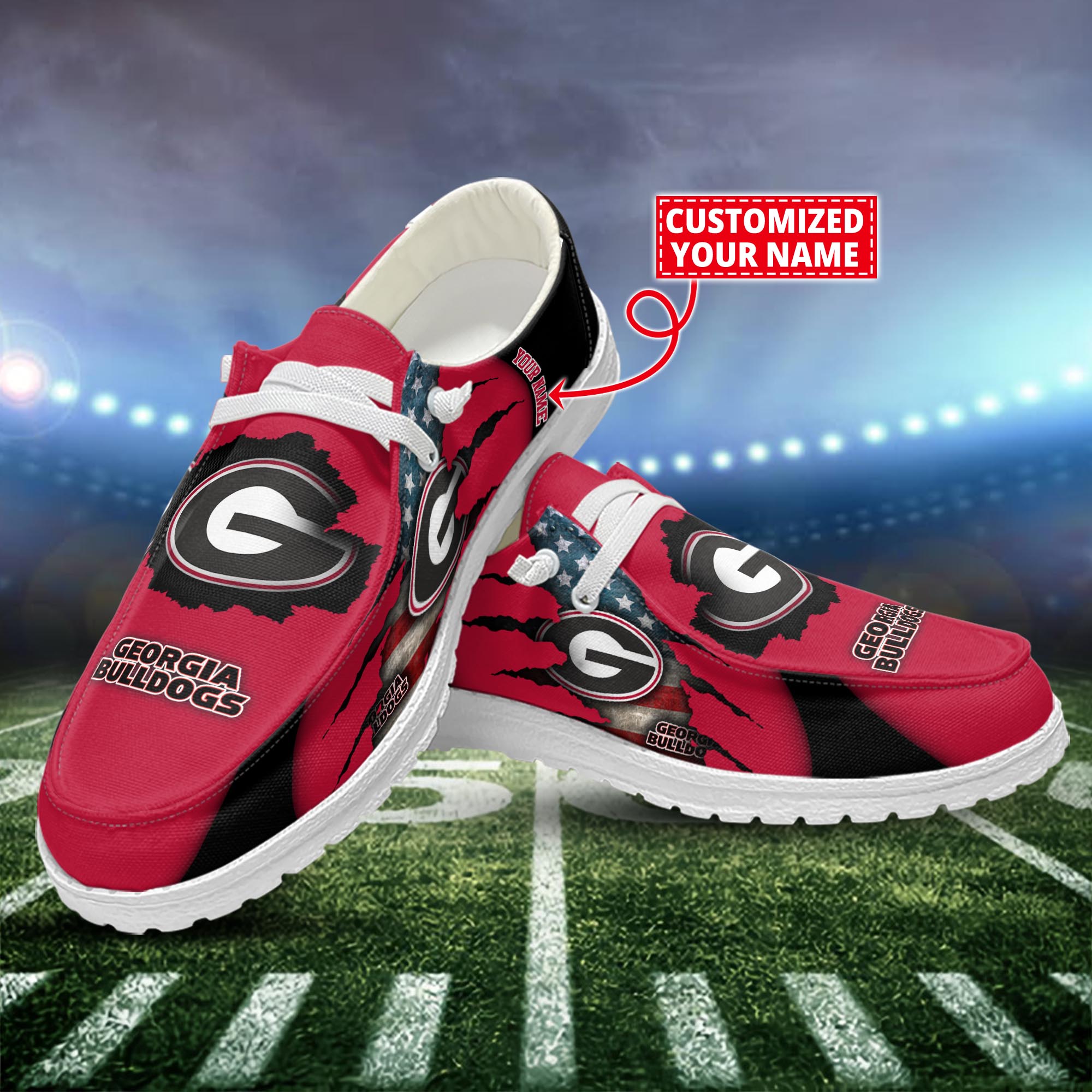 Georgia Bulldogs Dude Shoes Custom Name  New Arrivals H52628