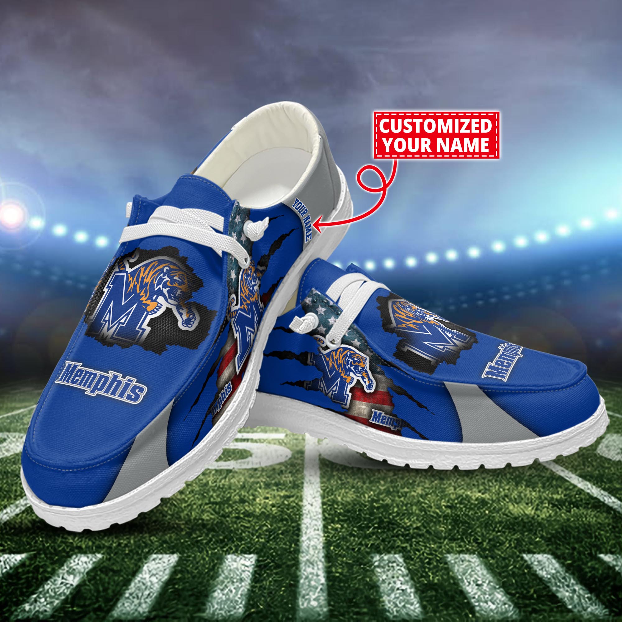 Memphis Tigers Dude Shoes Custom Name  New Arrivals H52628