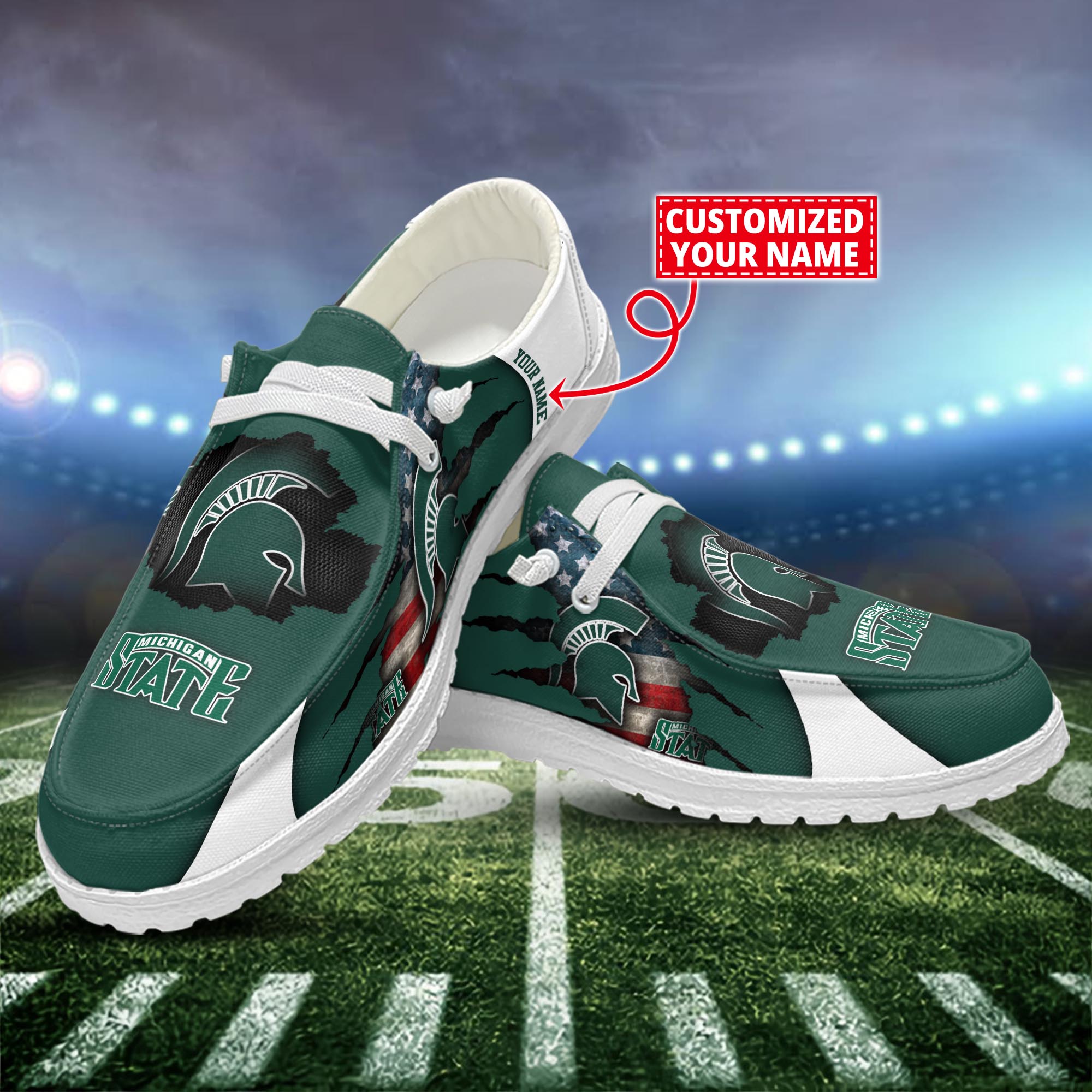 Michigan State Spartans Dude Shoes Custom Name  New Arrivals H52628