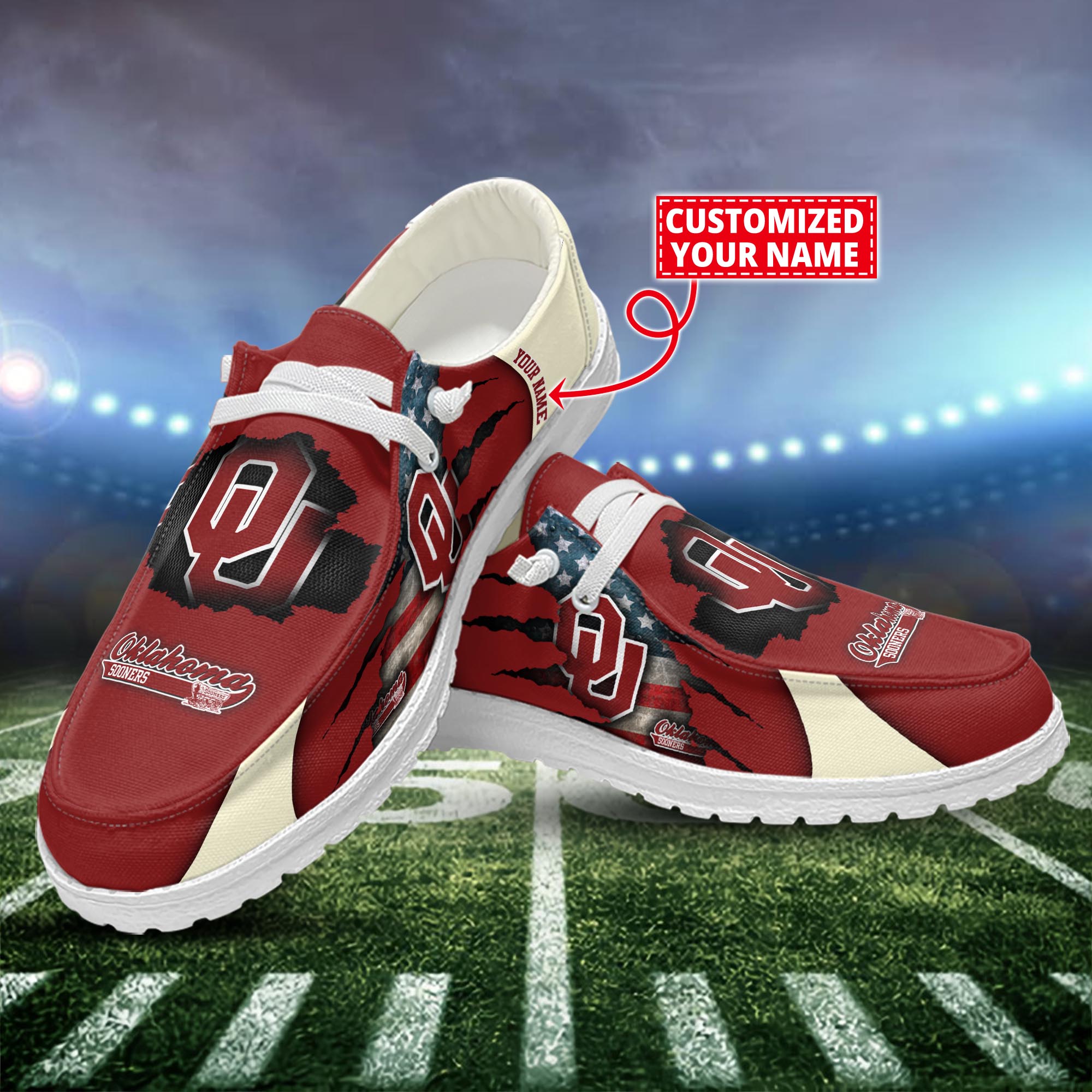 Oklahoma Sooners Dude Shoes Custom Name  New Arrivals H52628