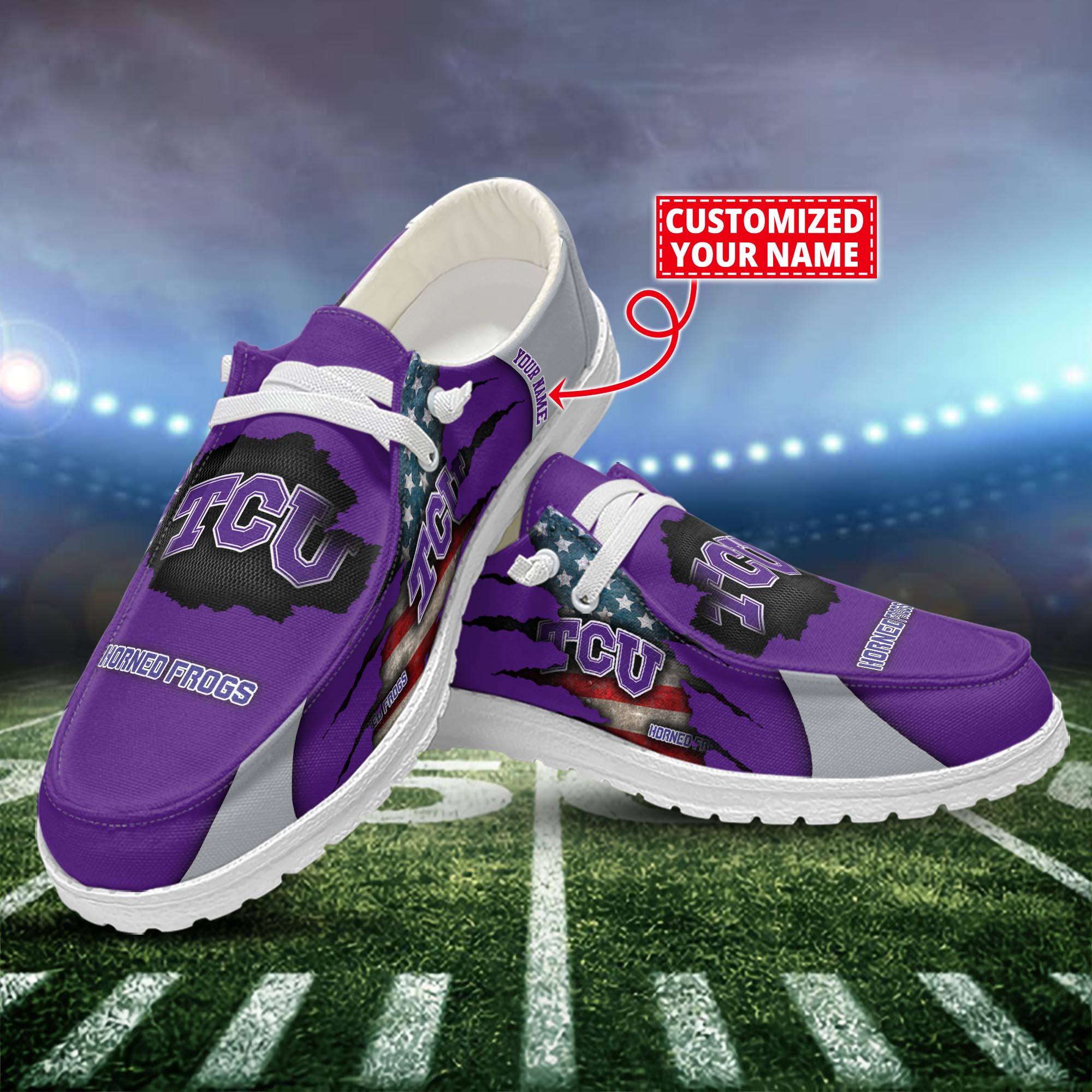 TCU Horned Frogs Dude Shoes Custom Name  New Arrivals H52628