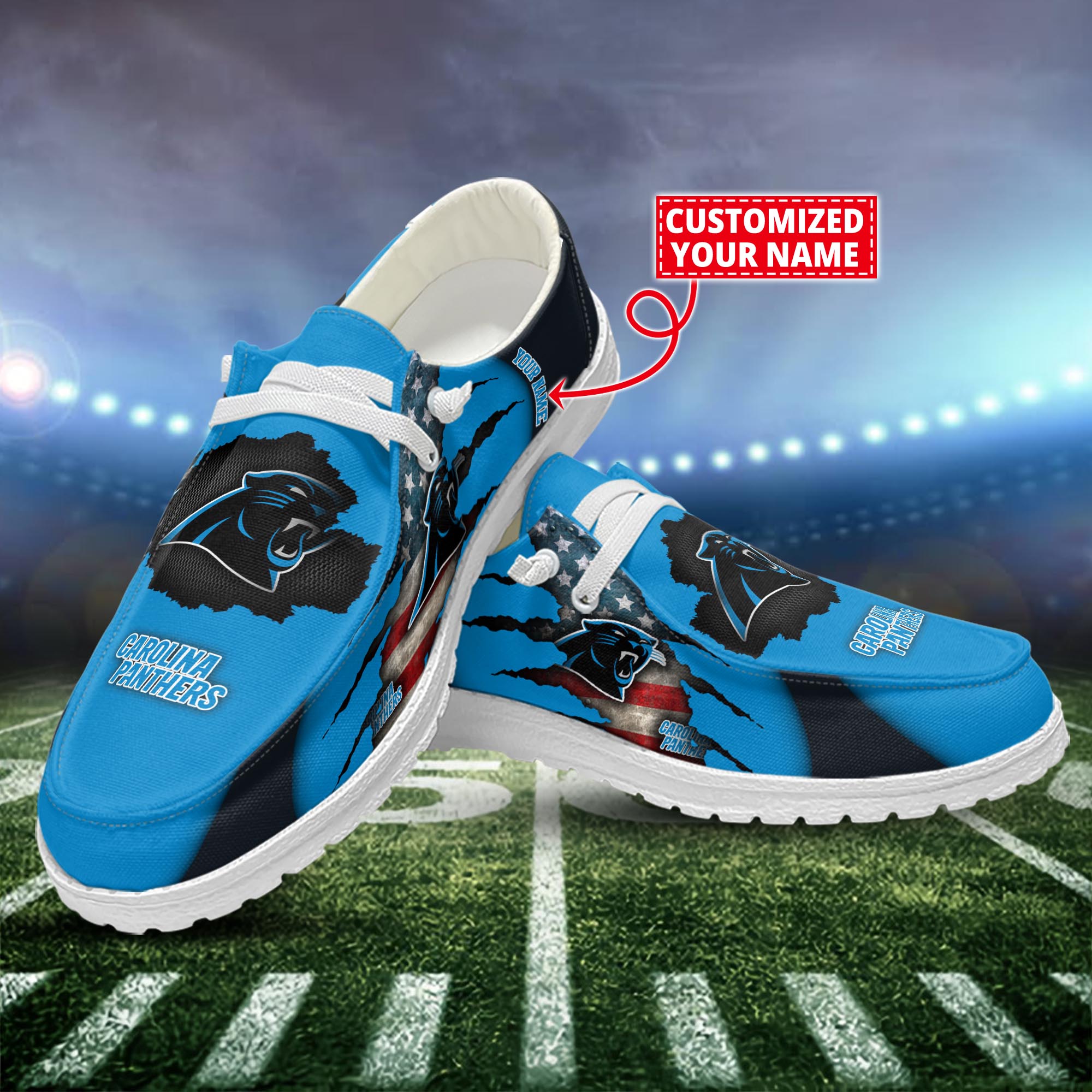 Carolina Panthers Dude Shoes Custom Name  New Arrivals H52628