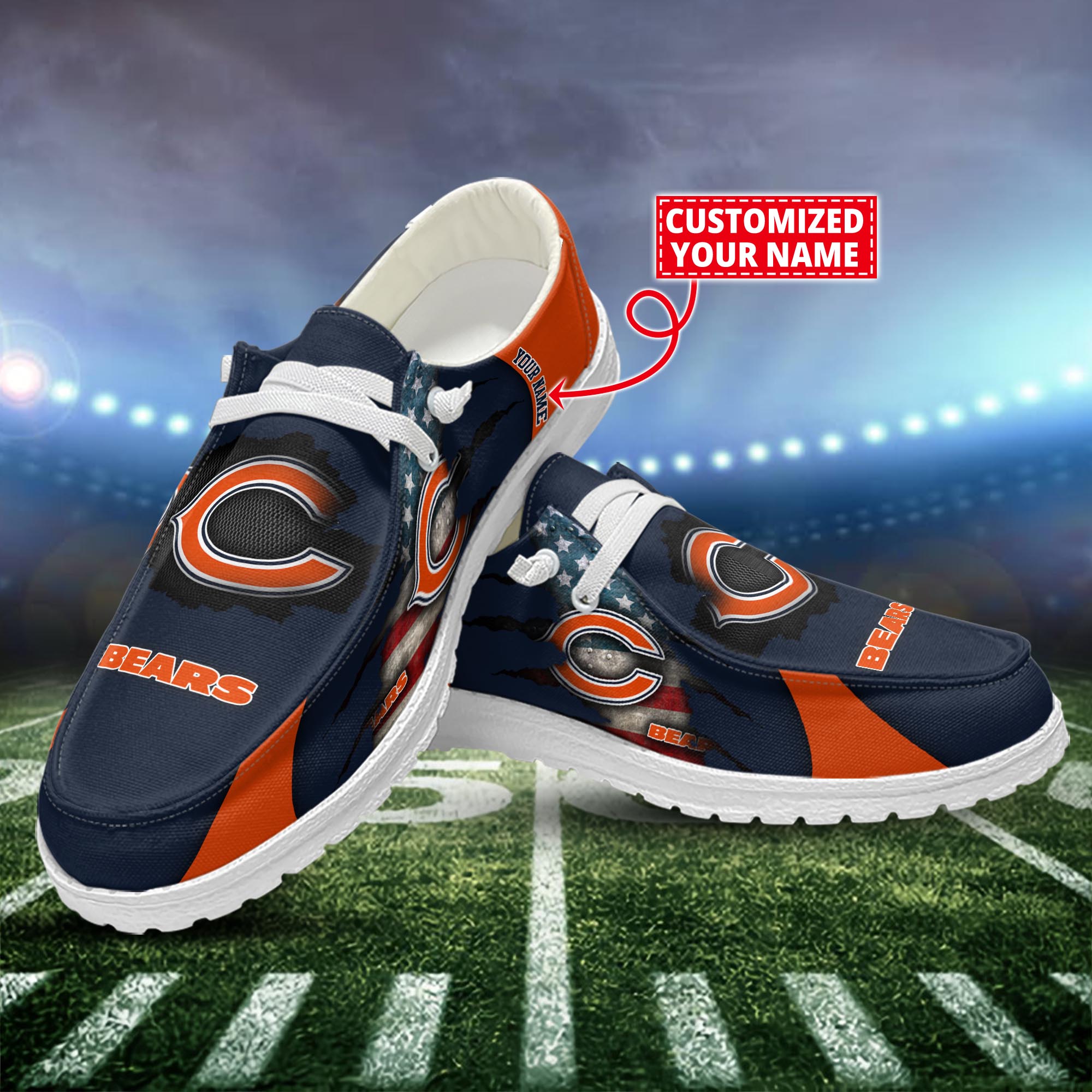 Chicago Bears Dude Shoes Custom Name  New Arrivals H52628