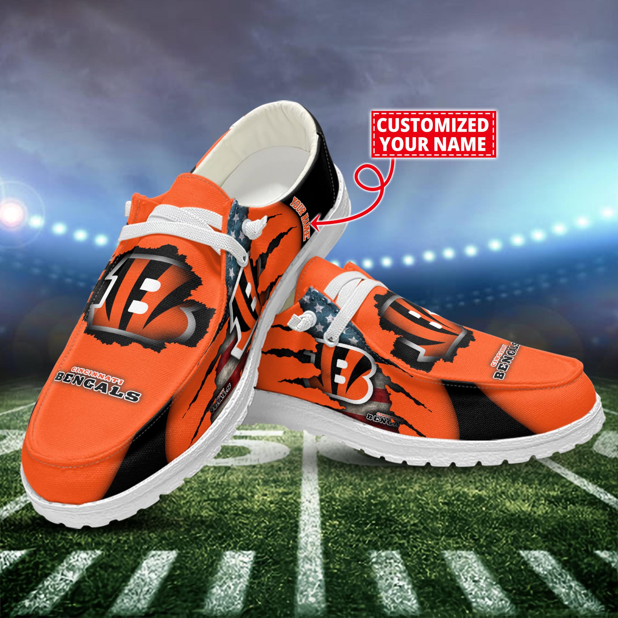 Cincinnati Bengals Dude Shoes Custom Name  New Arrivals H52628