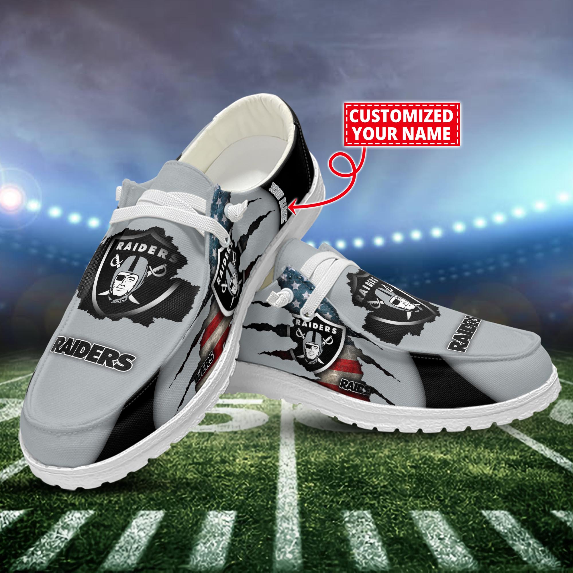 Las Vegas Raiders Dude Shoes Custom Name  New Arrivals H52628