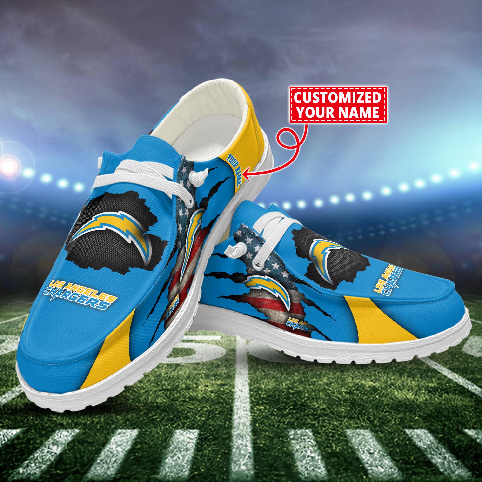 Los Angeles Chargers Dude Shoes Custom Name  New Arrivals H52628