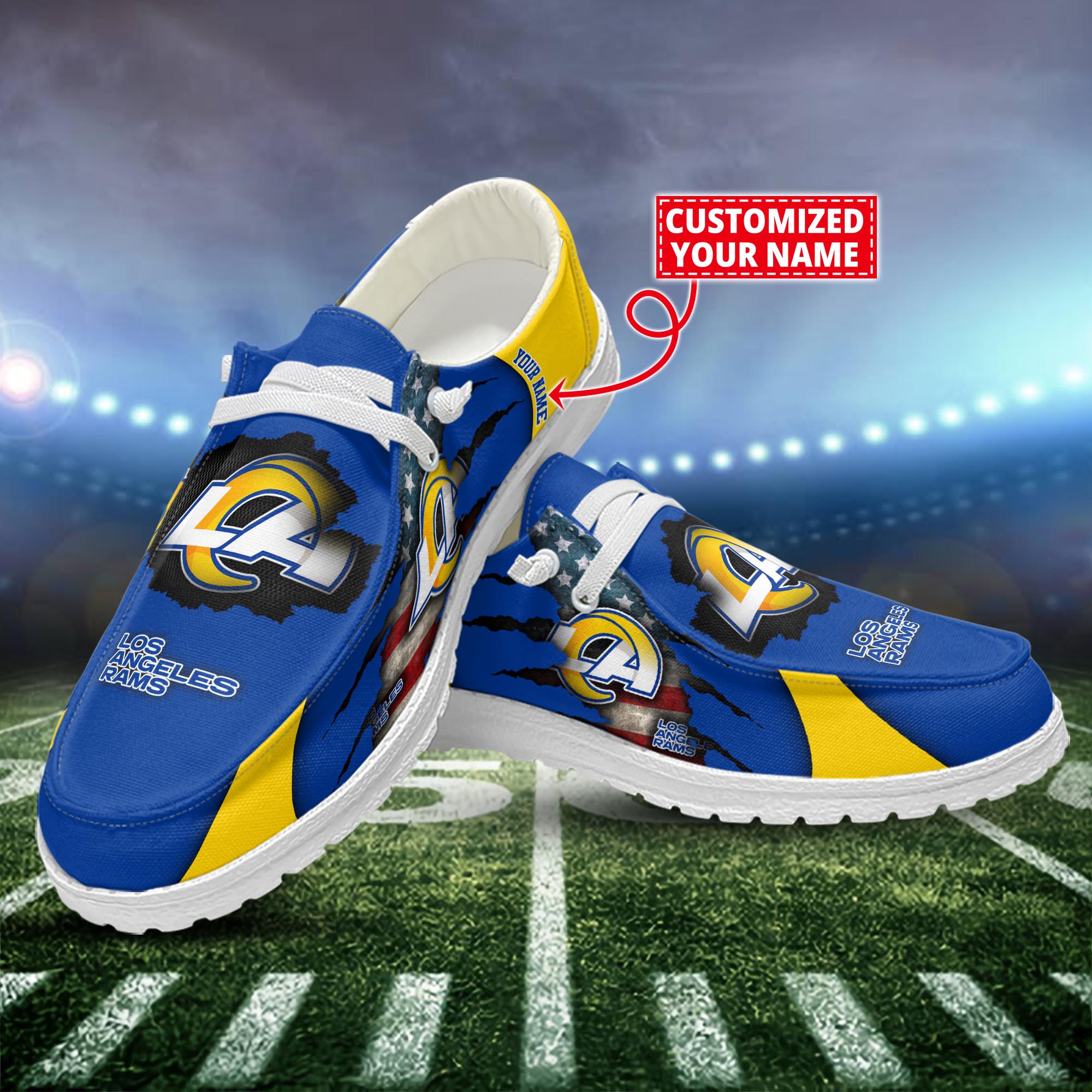 Los Angeles Rams Dude Shoes Custom Name  New Arrivals H52628