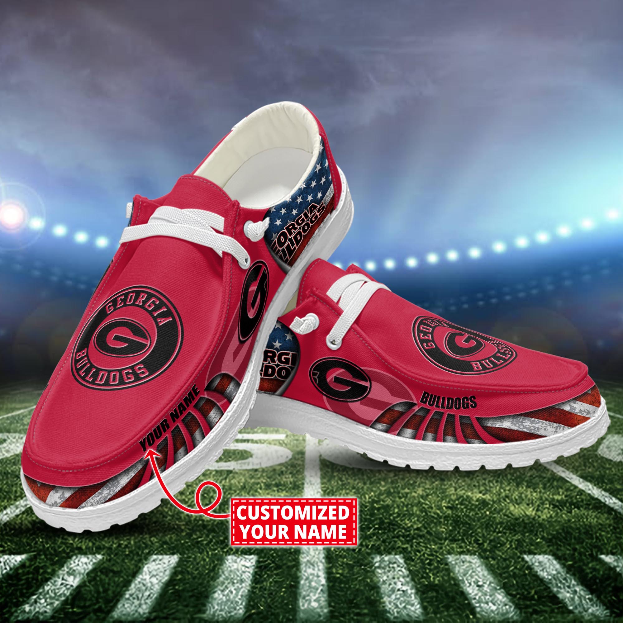 Georgia Bulldogs Dude Shoes Custom Name  New Arrivals H52648