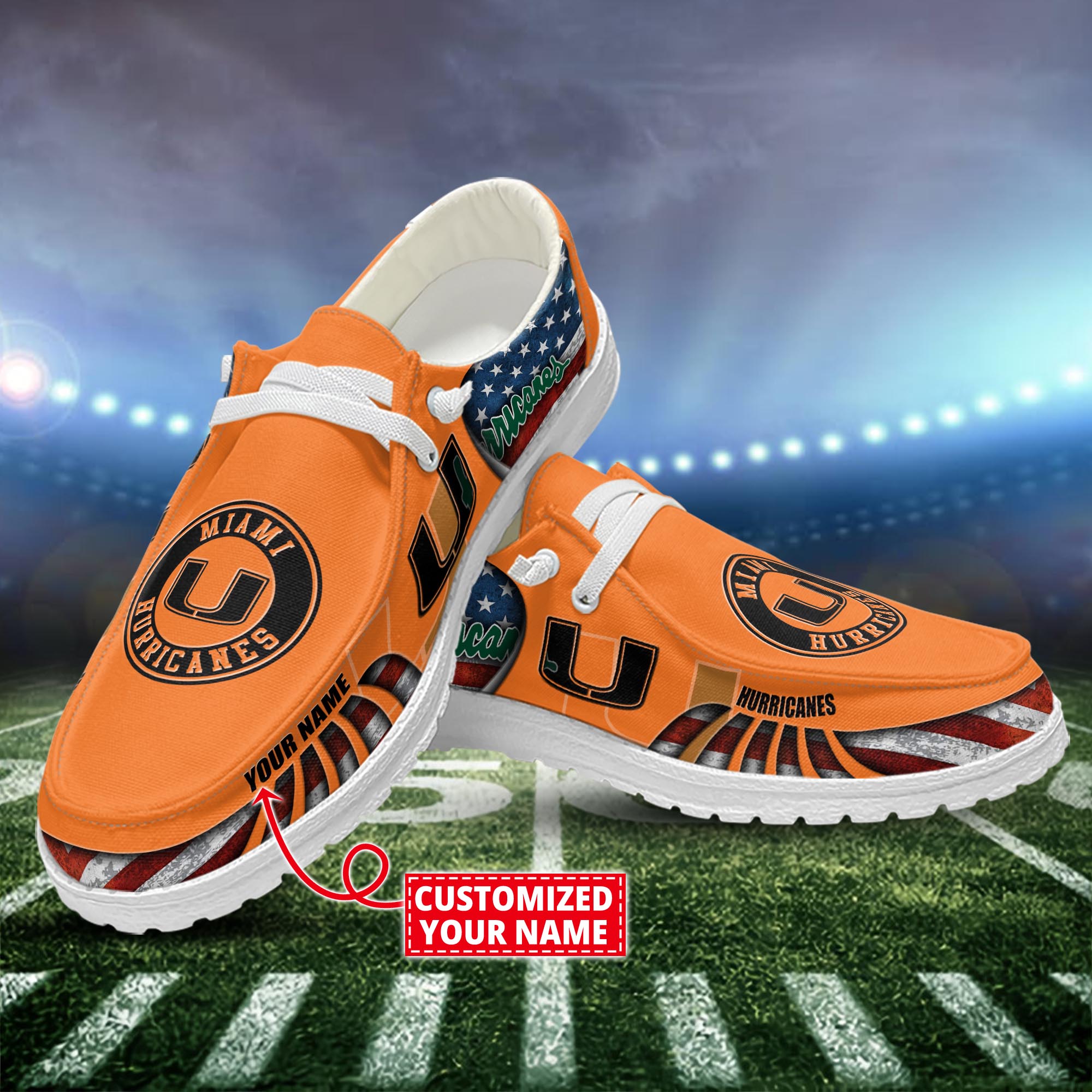 Miami Hurricanes Dude Shoes Custom Name  New Arrivals H52648